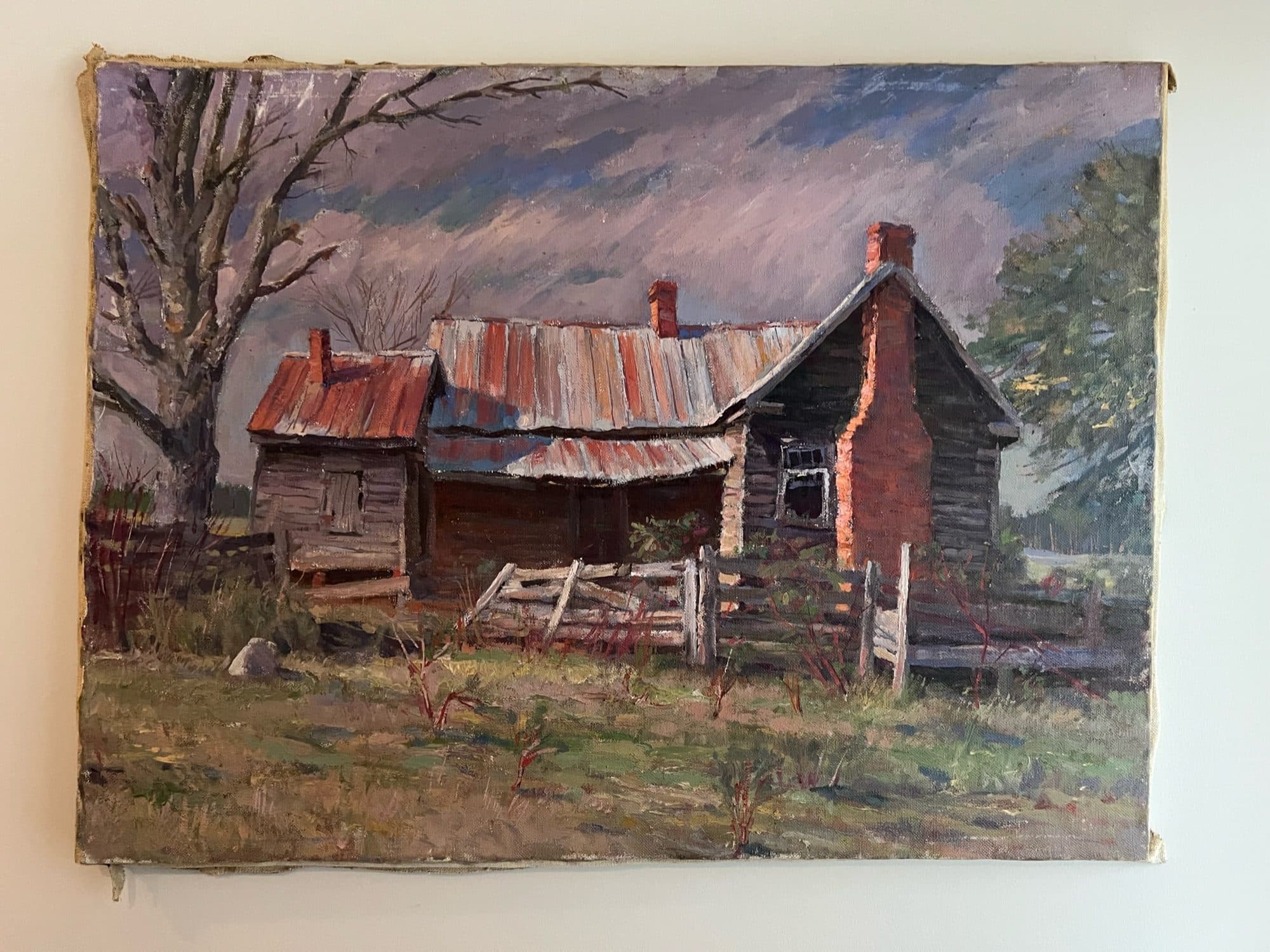 Old Red-Roofed Barn At Dusk — detail