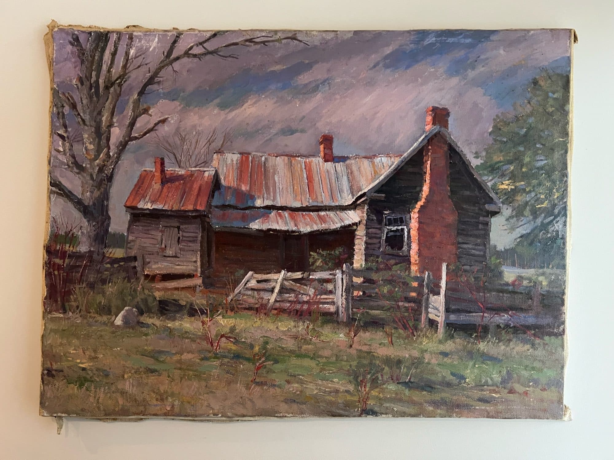 Old Red-Roofed Barn At Dusk — detail