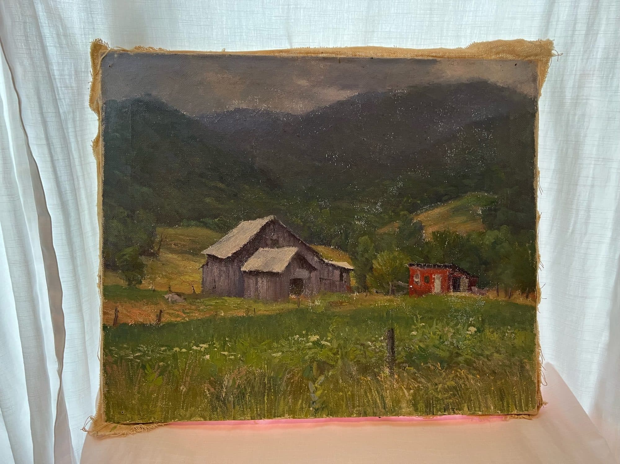 Barn And Red Shed In The Valley — detail