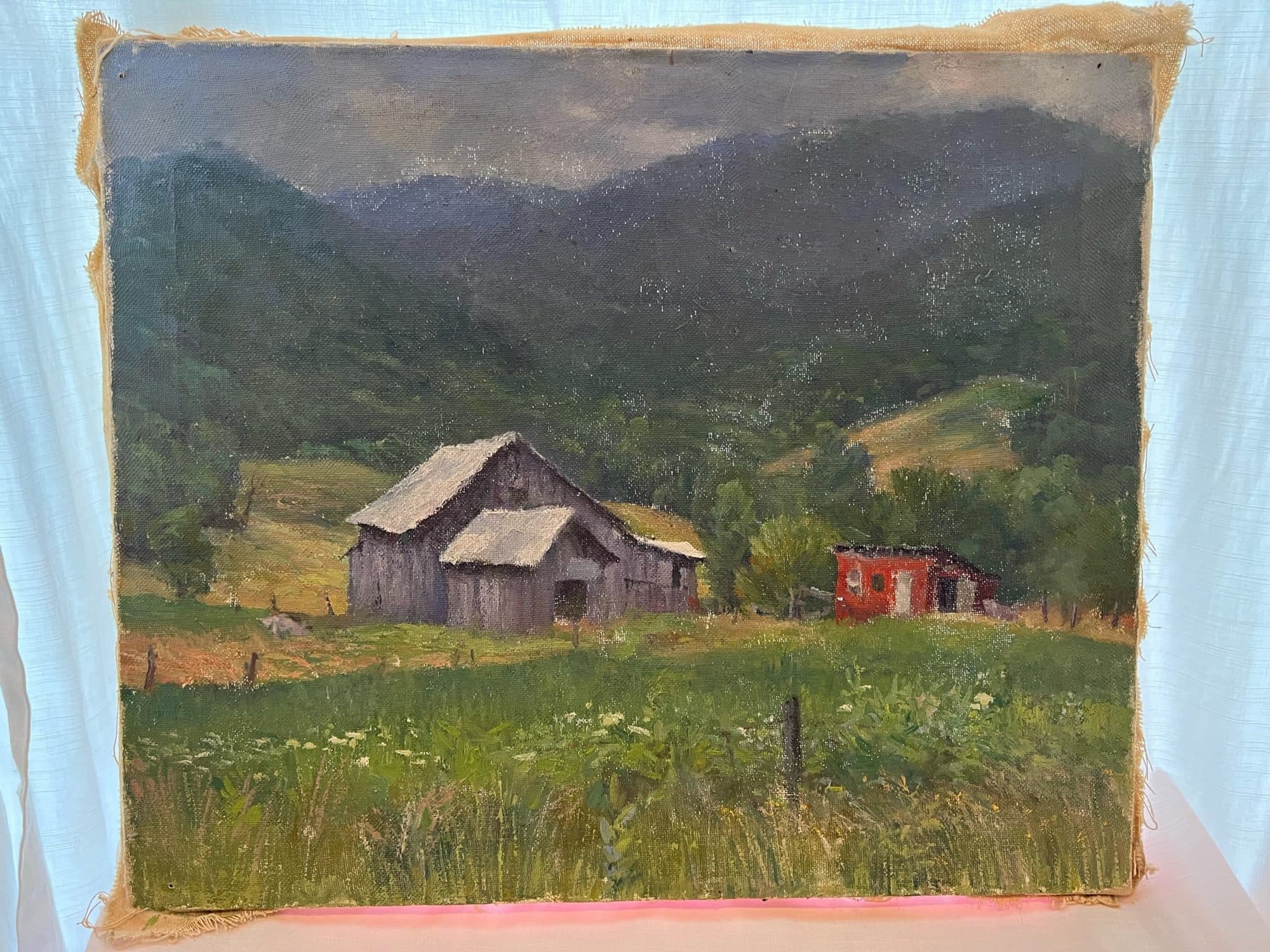 Barn And Red Shed In The Valley — detail