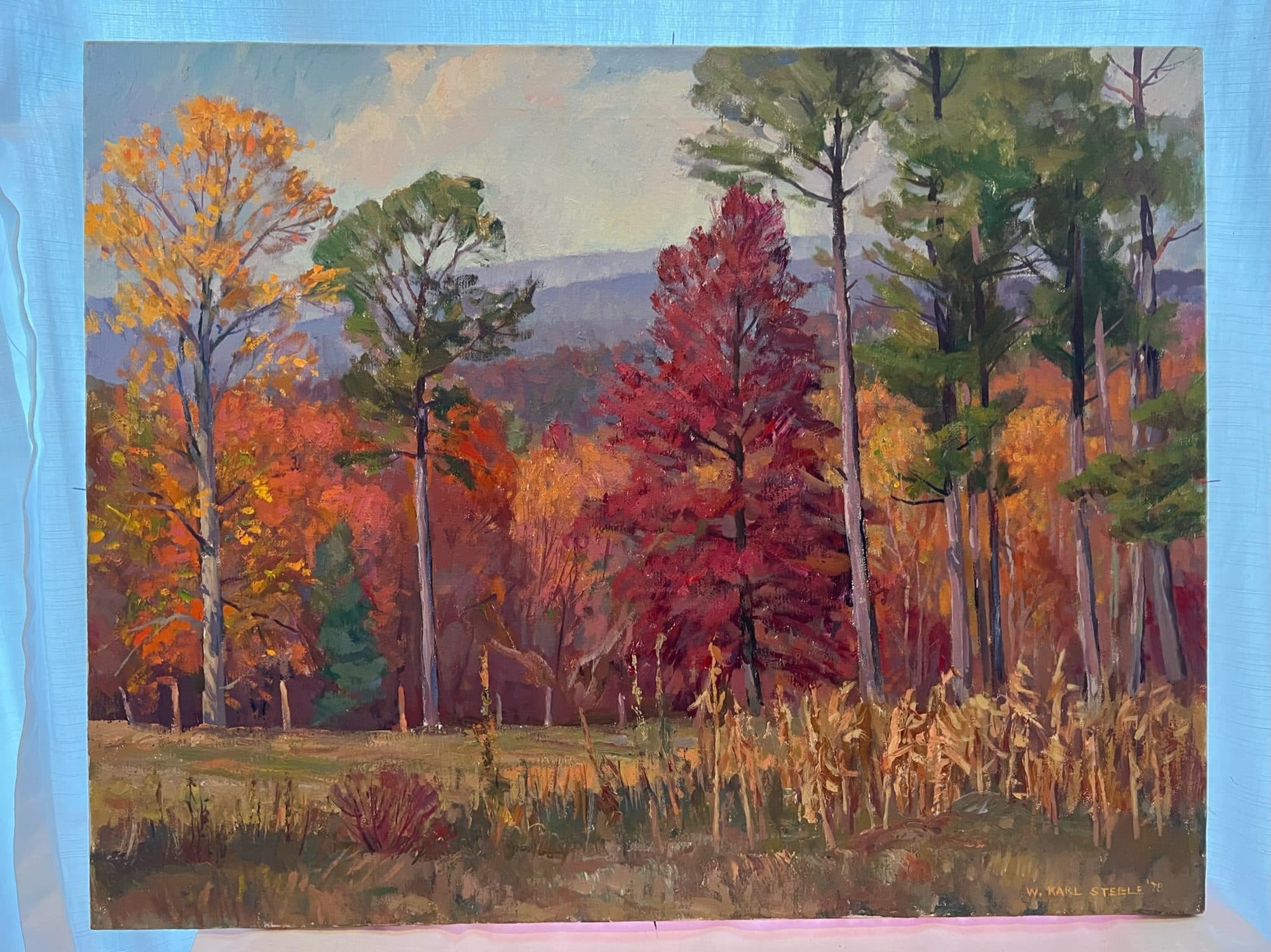 Autumn Forest With Red Maple — detail