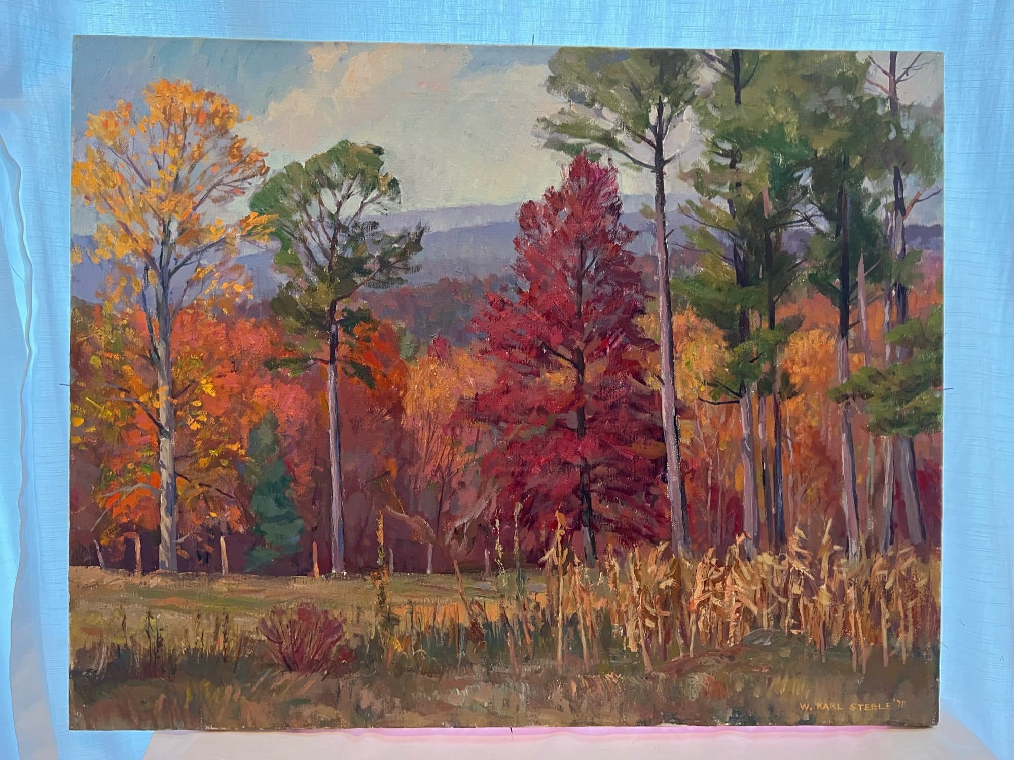 Autumn Forest With Red Maple — detail