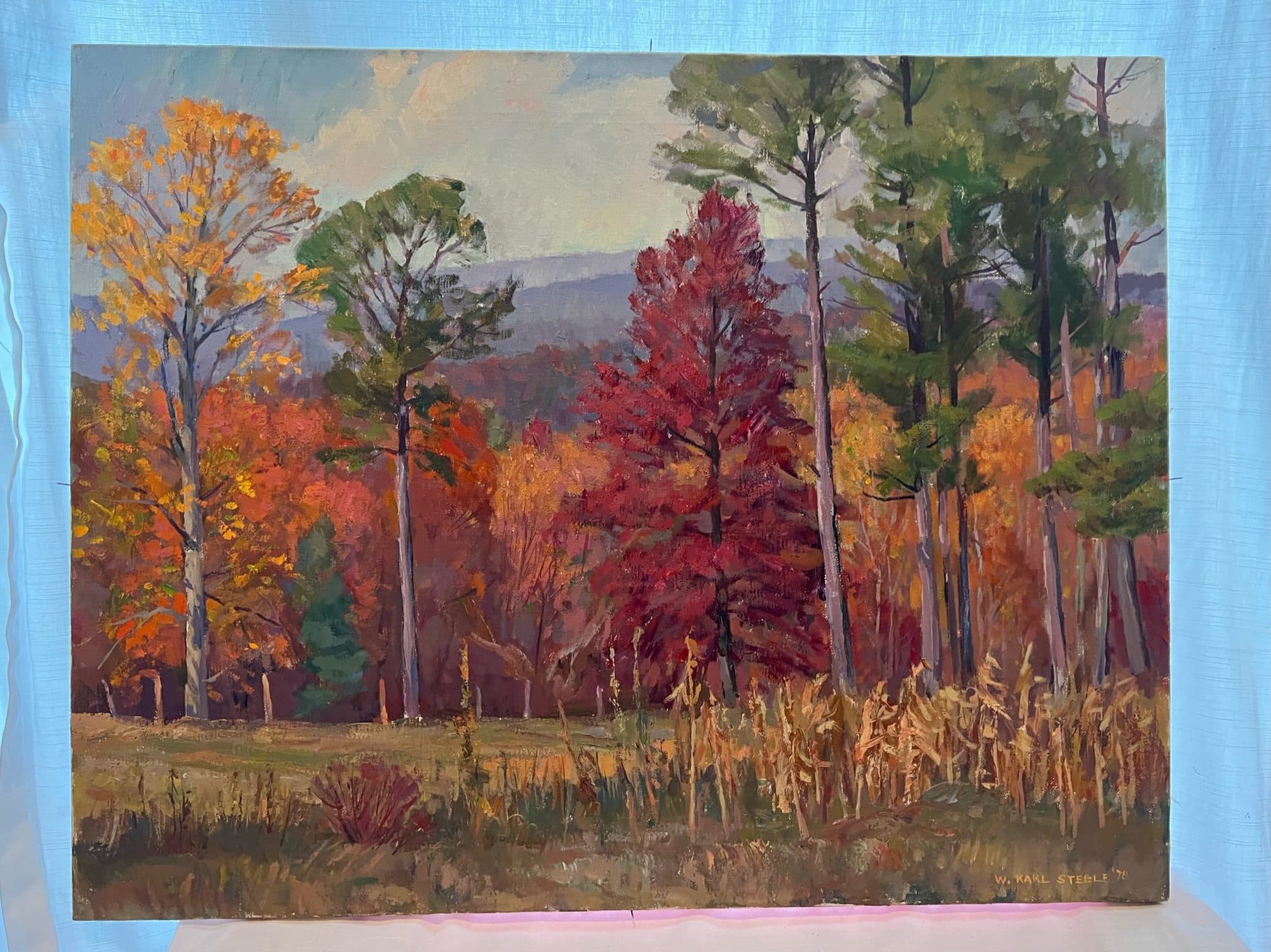 Autumn Forest With Red Maple — detail