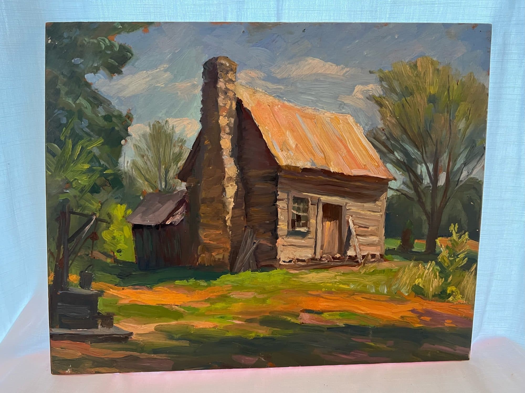 Log Cabin With Stone Chimney — detail