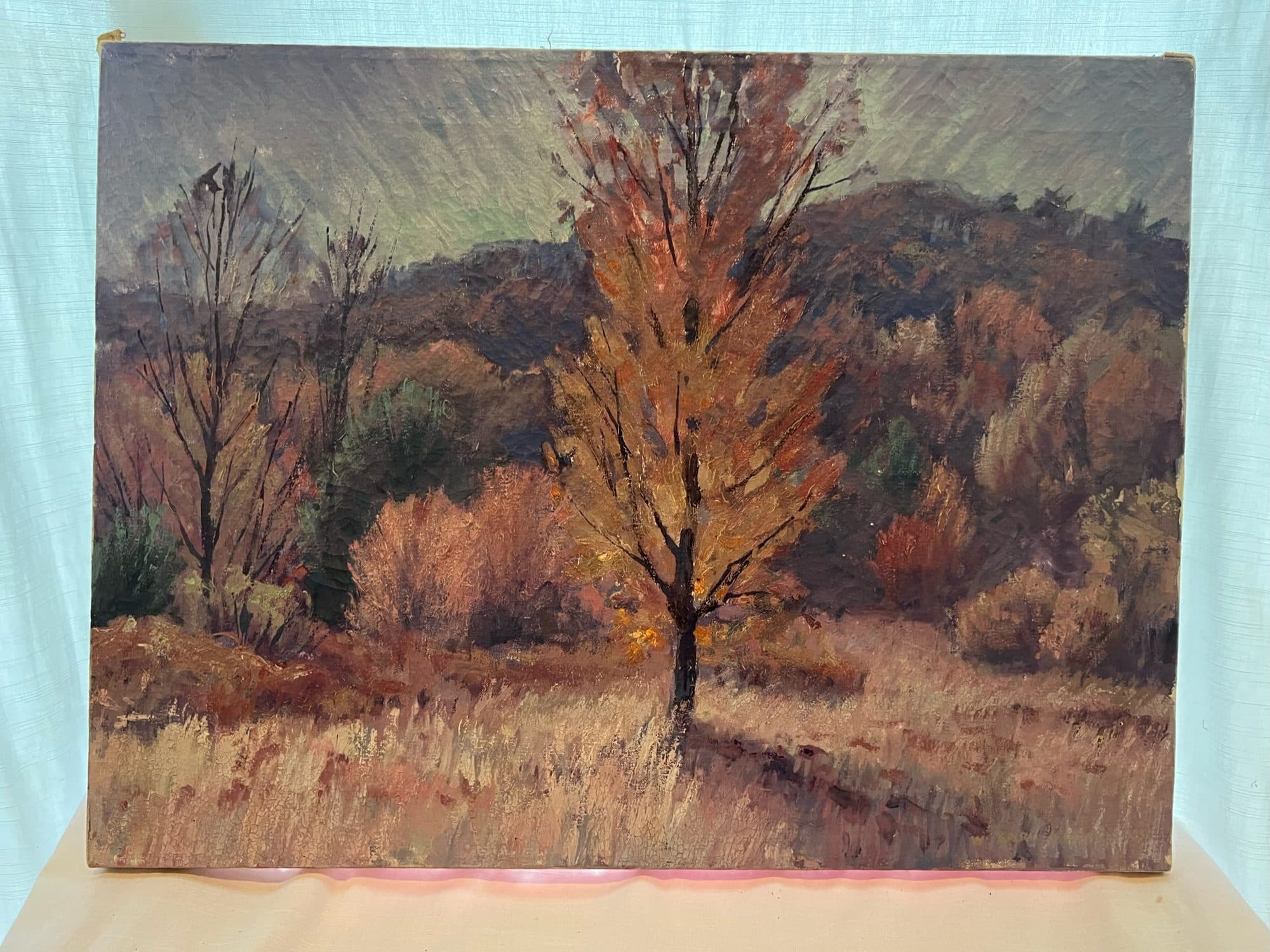 Golden Tree Against Hillside — detail