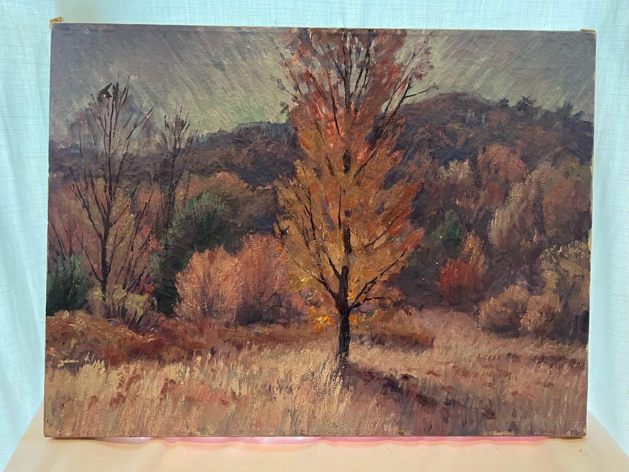 Golden Tree Against Hillside — detail