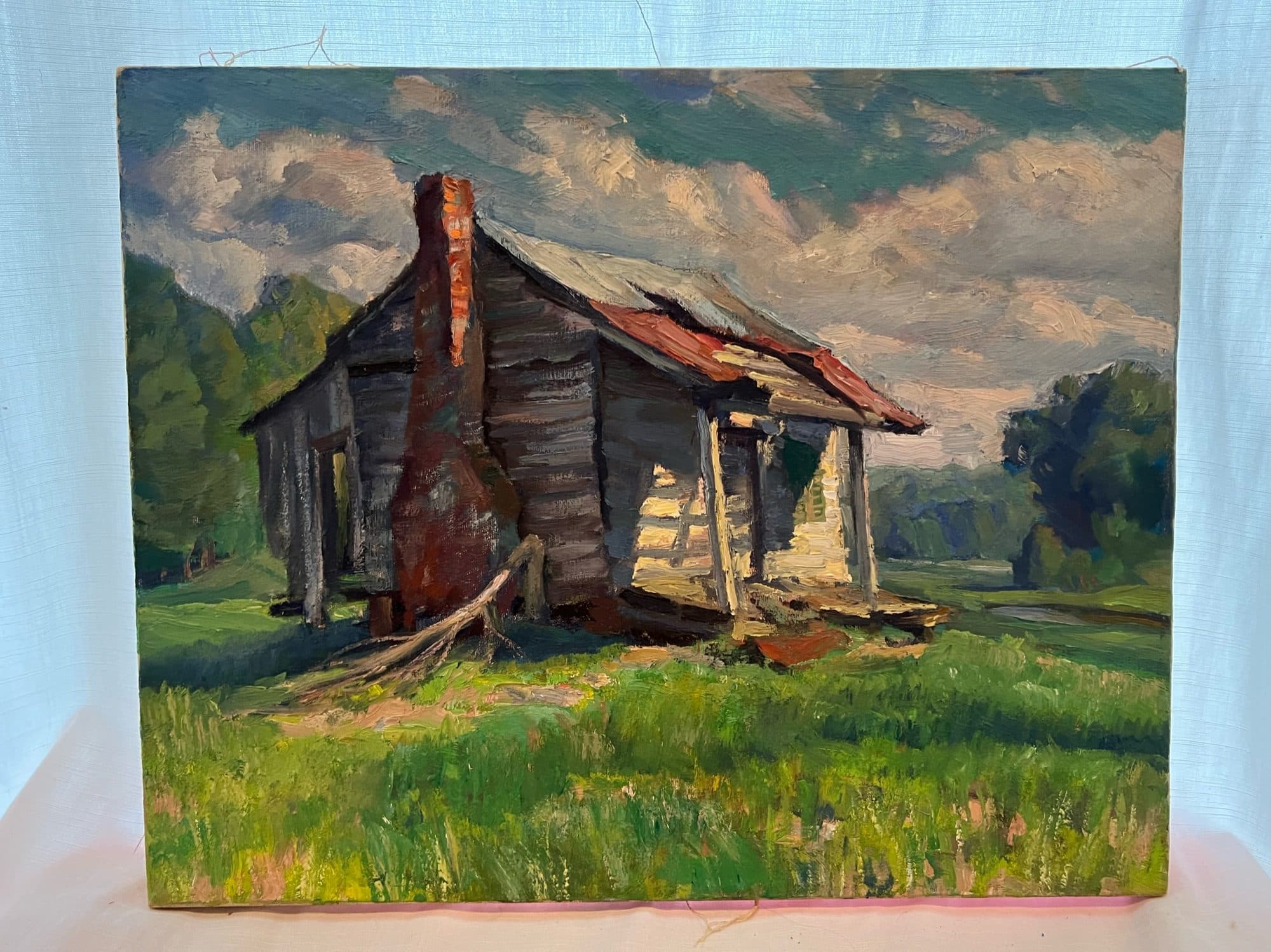 Leaning Cabin With Brick Chimney — detail