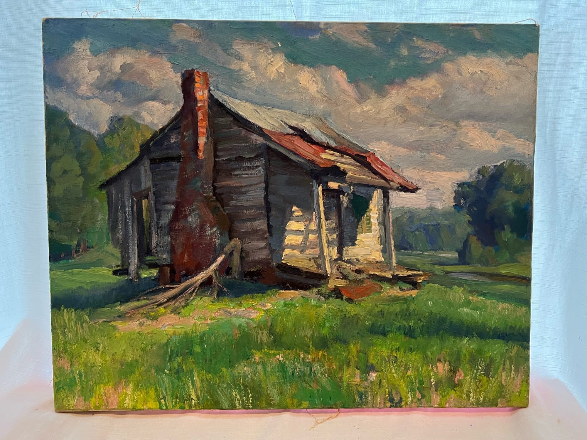 Leaning Cabin With Brick Chimney — detail