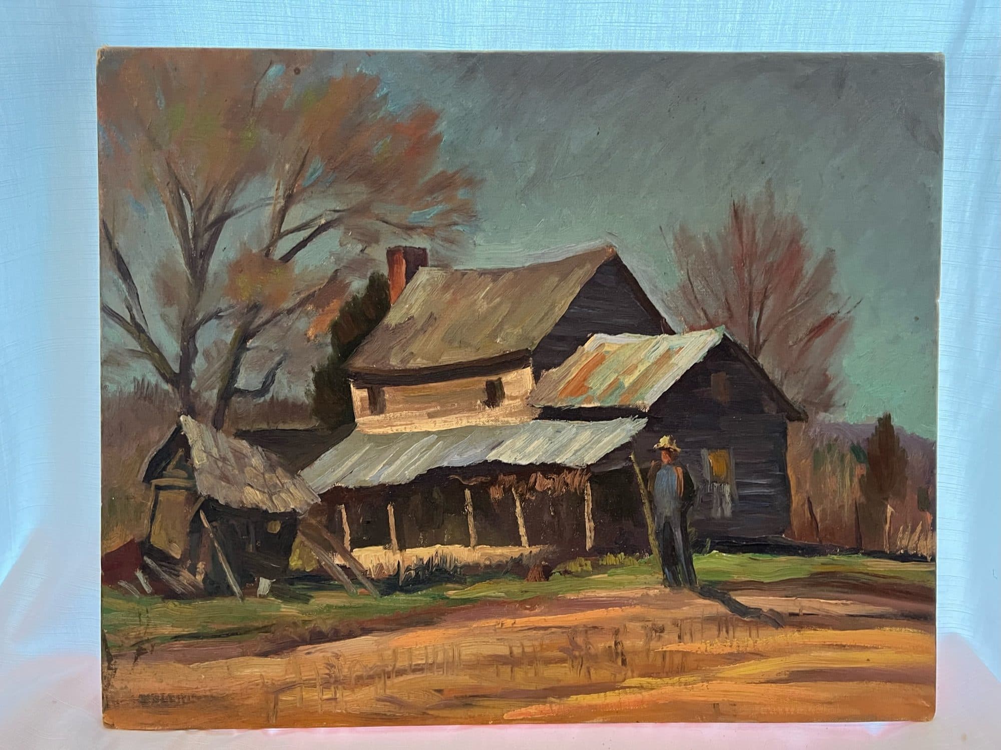 Farmhouse With Figure On Porch — detail