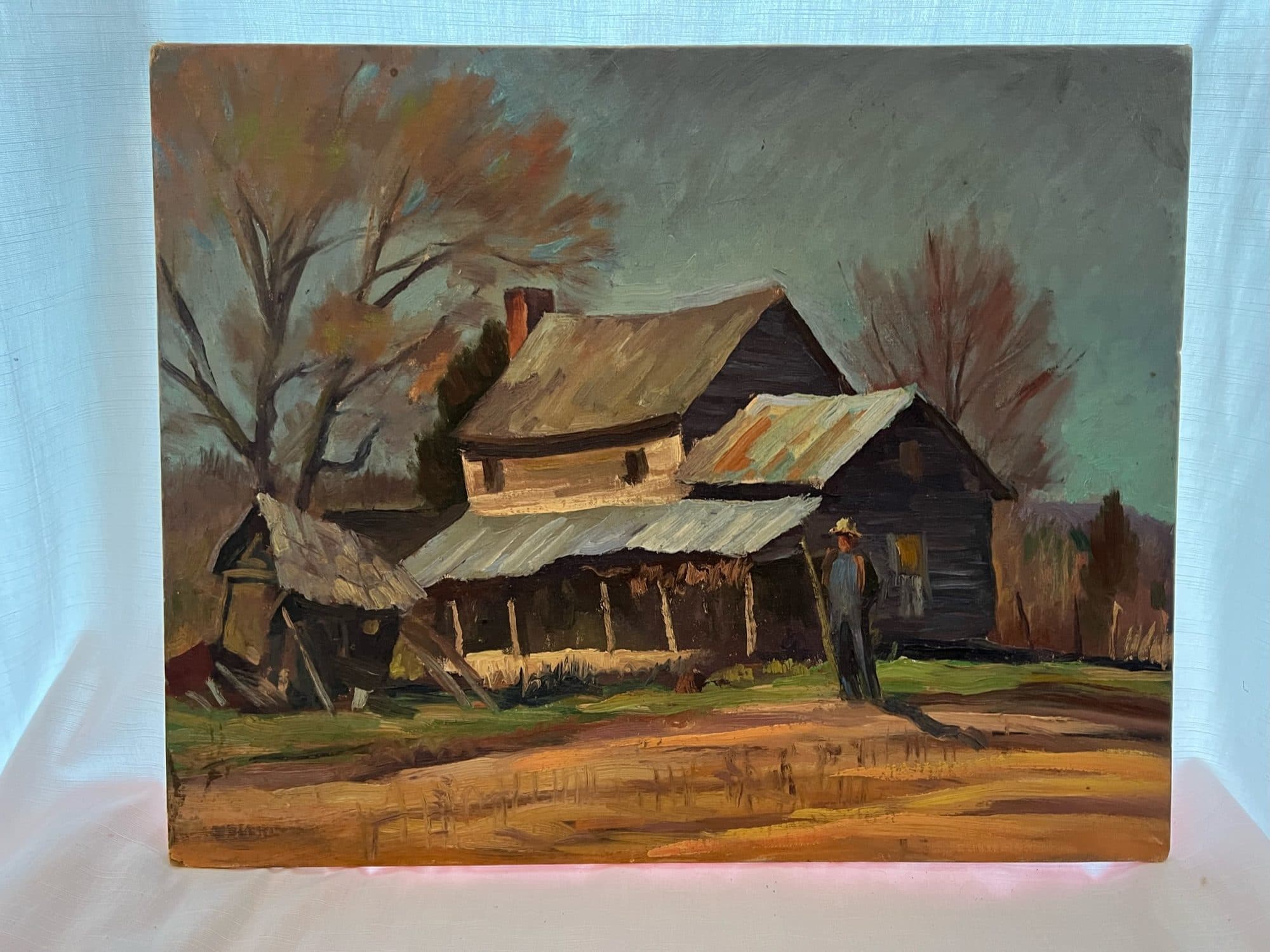 Farmhouse With Figure On Porch — detail