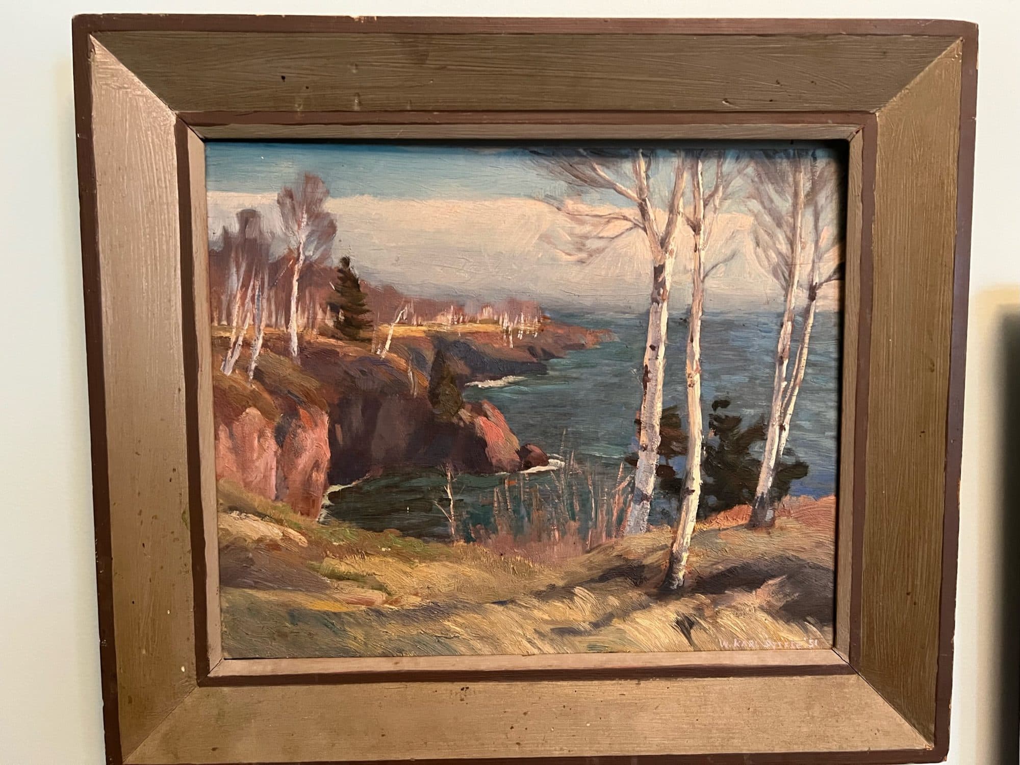 Birches On Rocky Lakeshore — detail