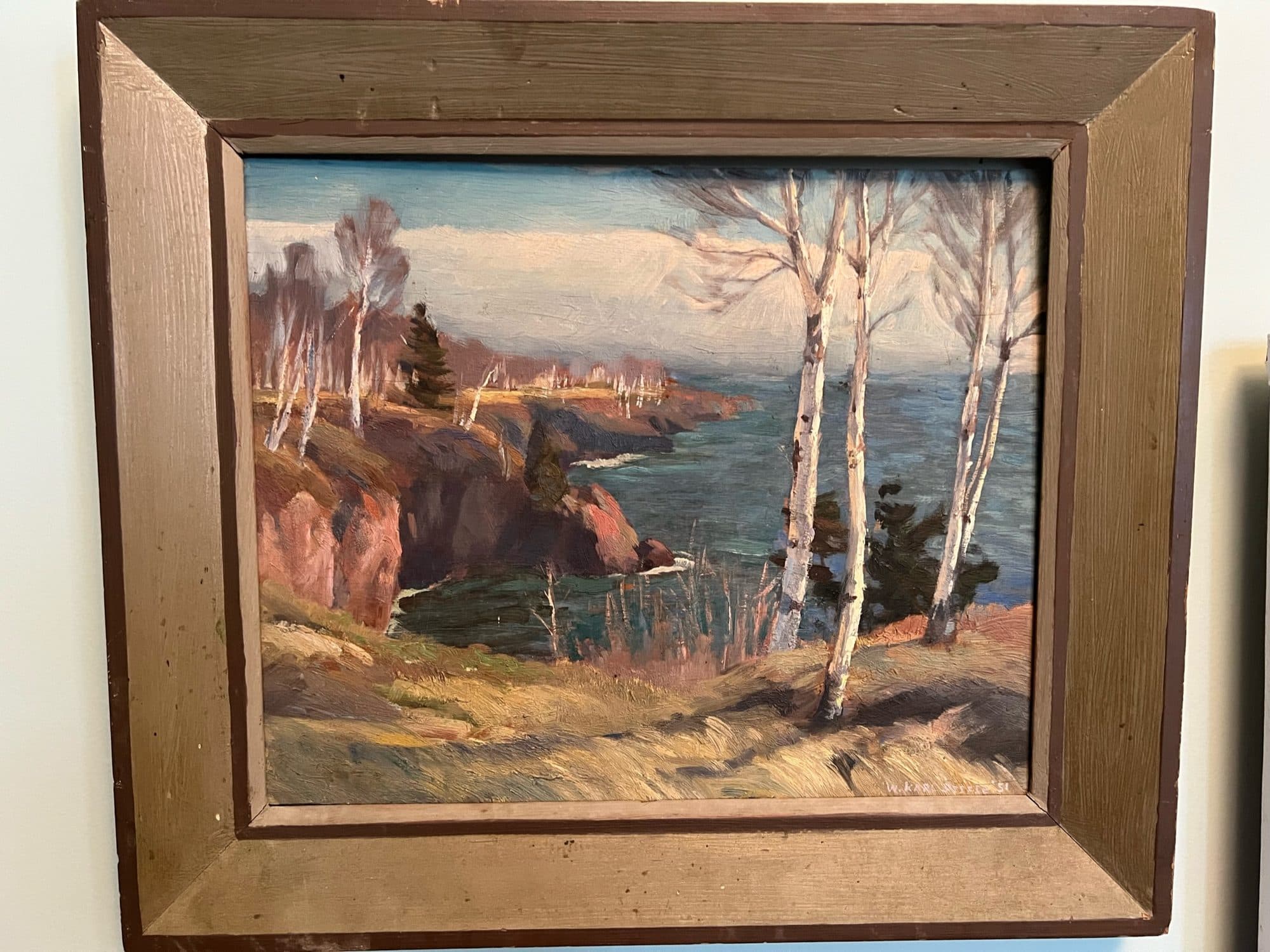 Birches On Rocky Lakeshore — detail