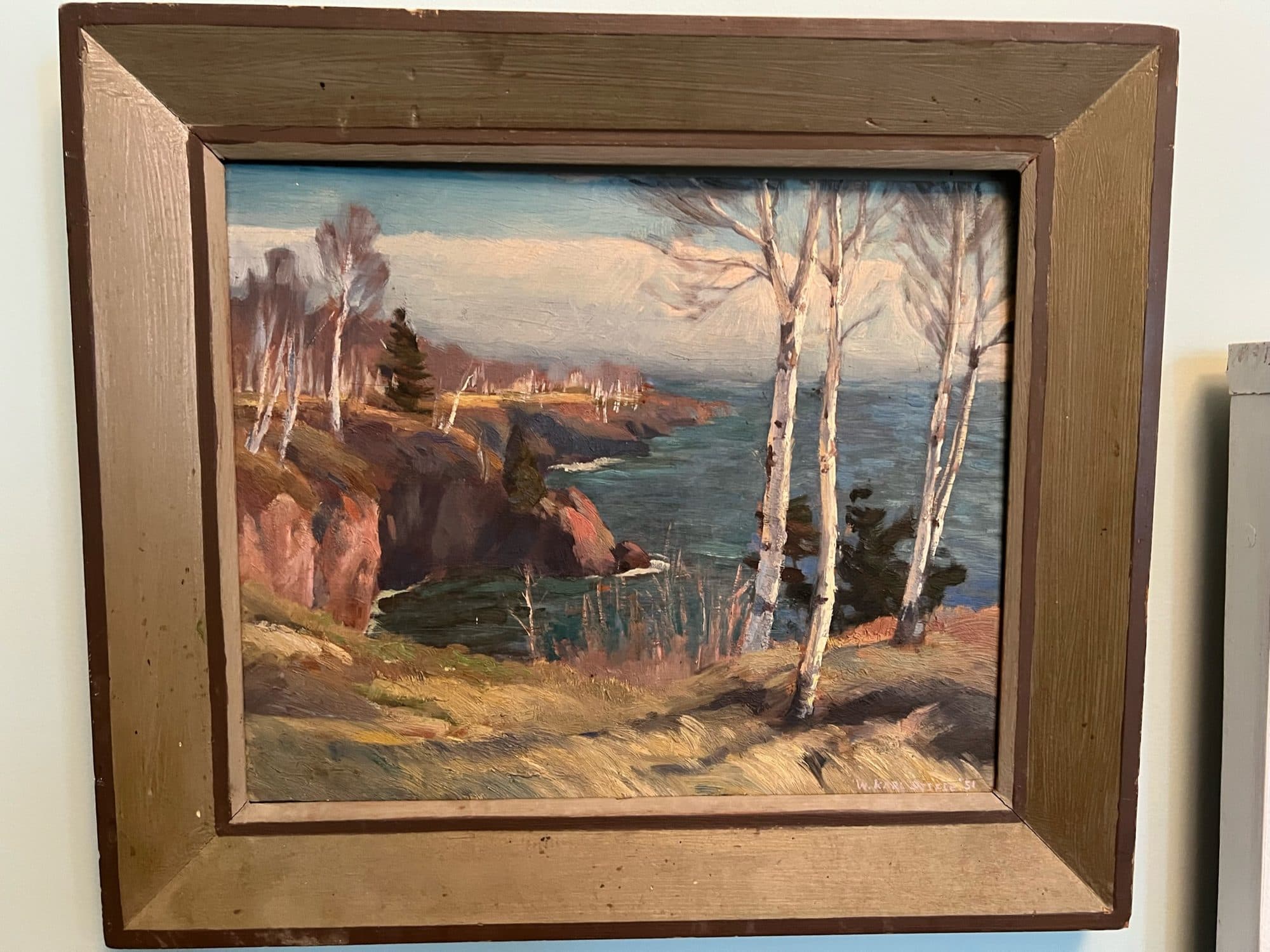 Birches On Rocky Lakeshore — detail