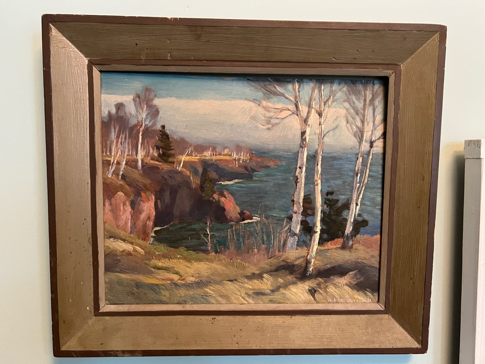 Birches On Rocky Lakeshore — detail