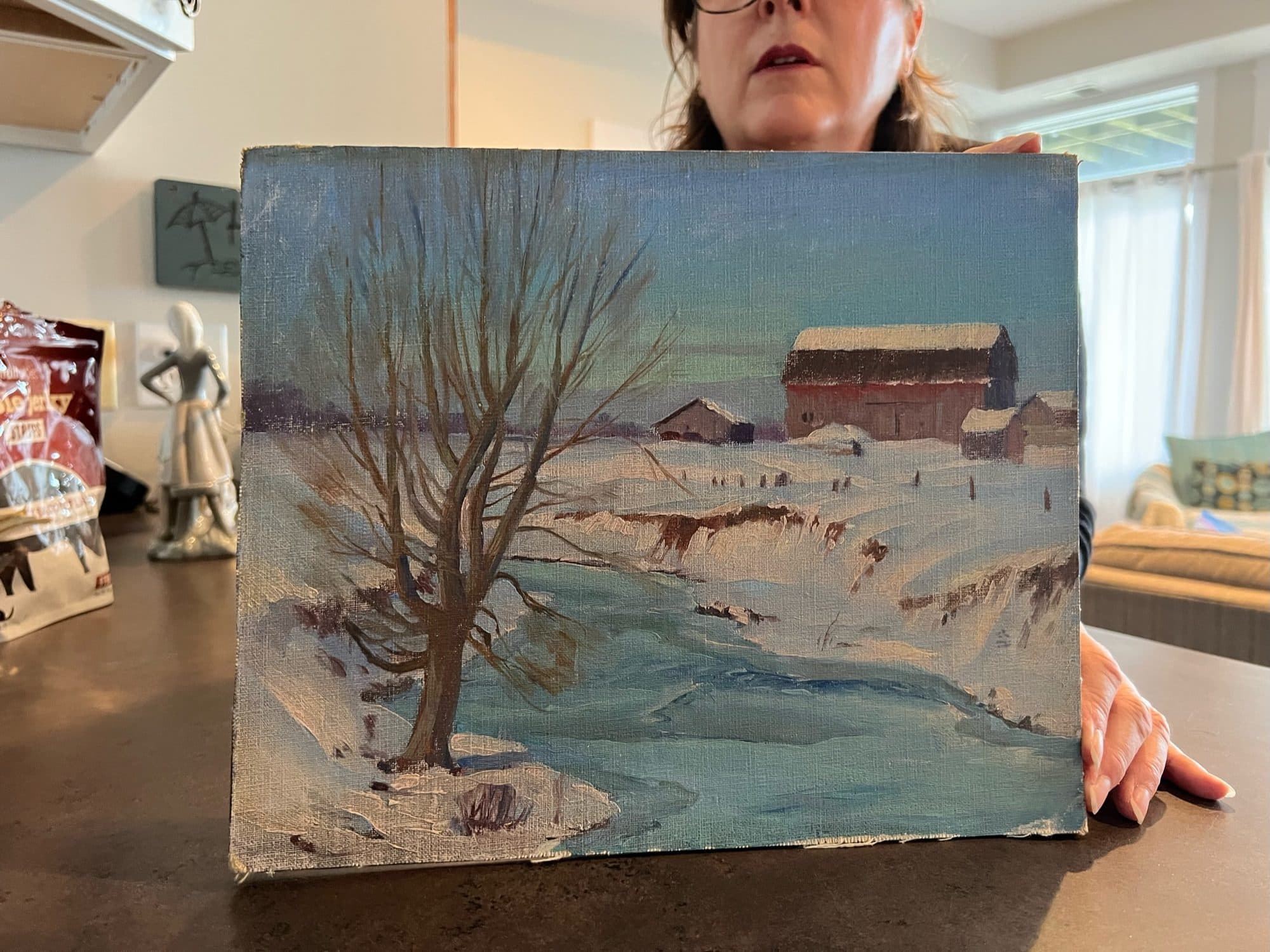 Bare Tree By Frozen Creek — detail