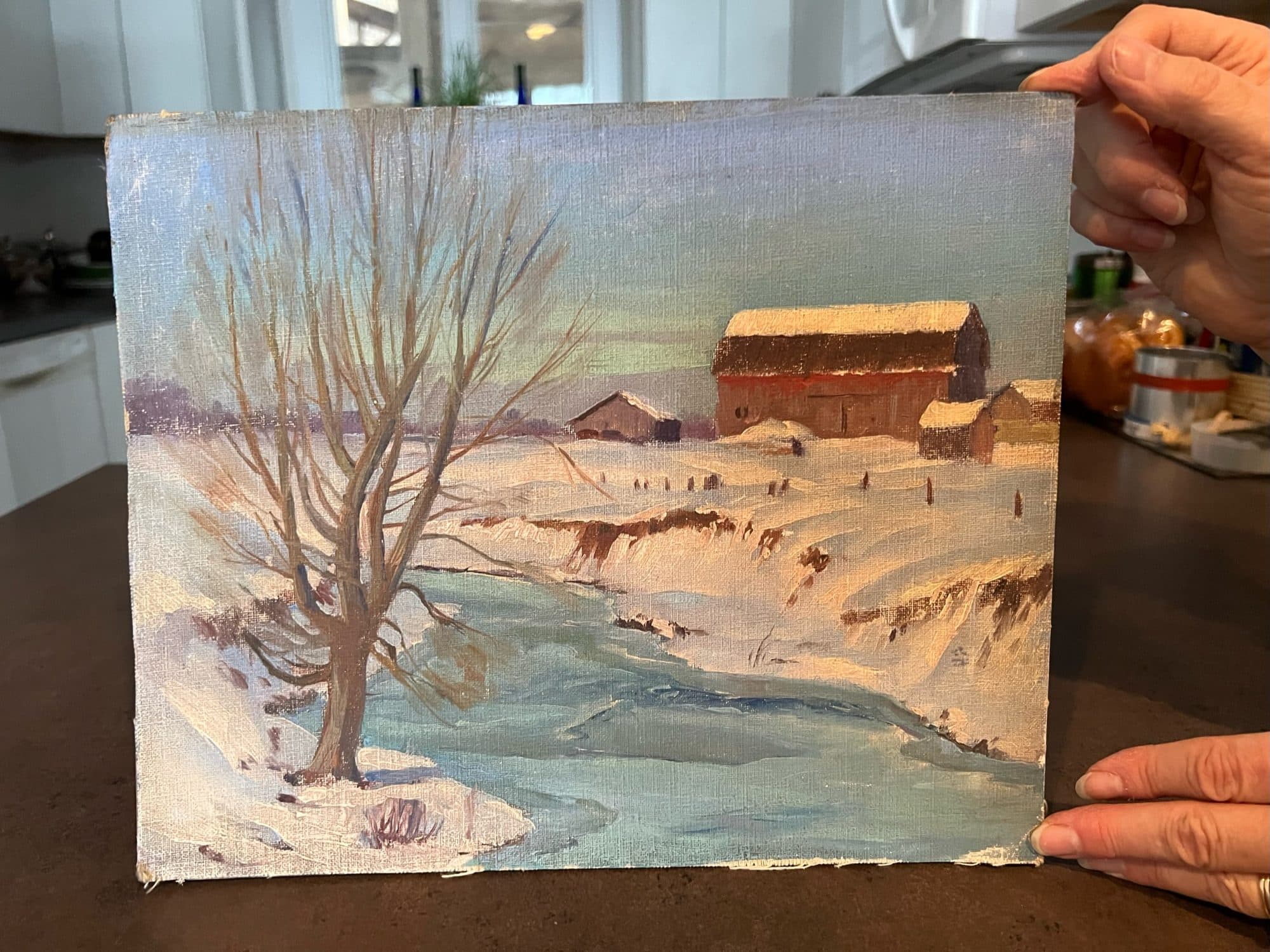 Bare Tree By Frozen Creek — detail