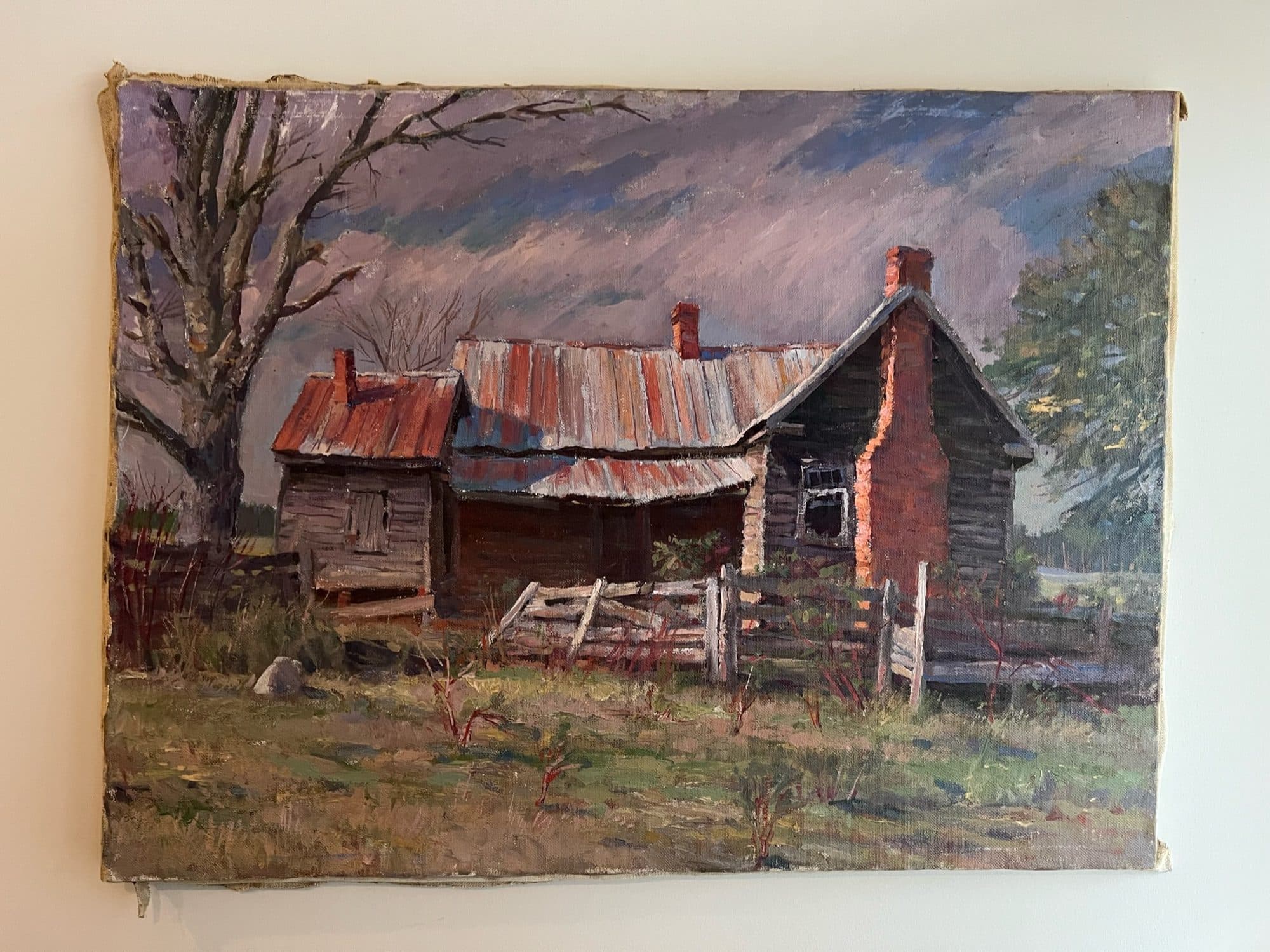 Red-Roofed Farmhouse With Barn — detail