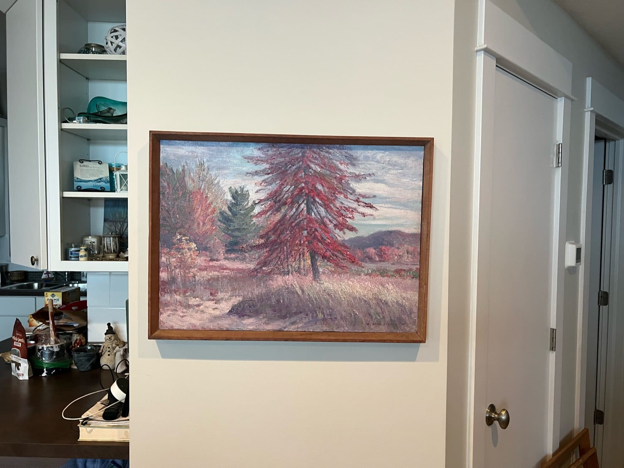 Red-Leaved Pine In Autumn Landscape — detail
