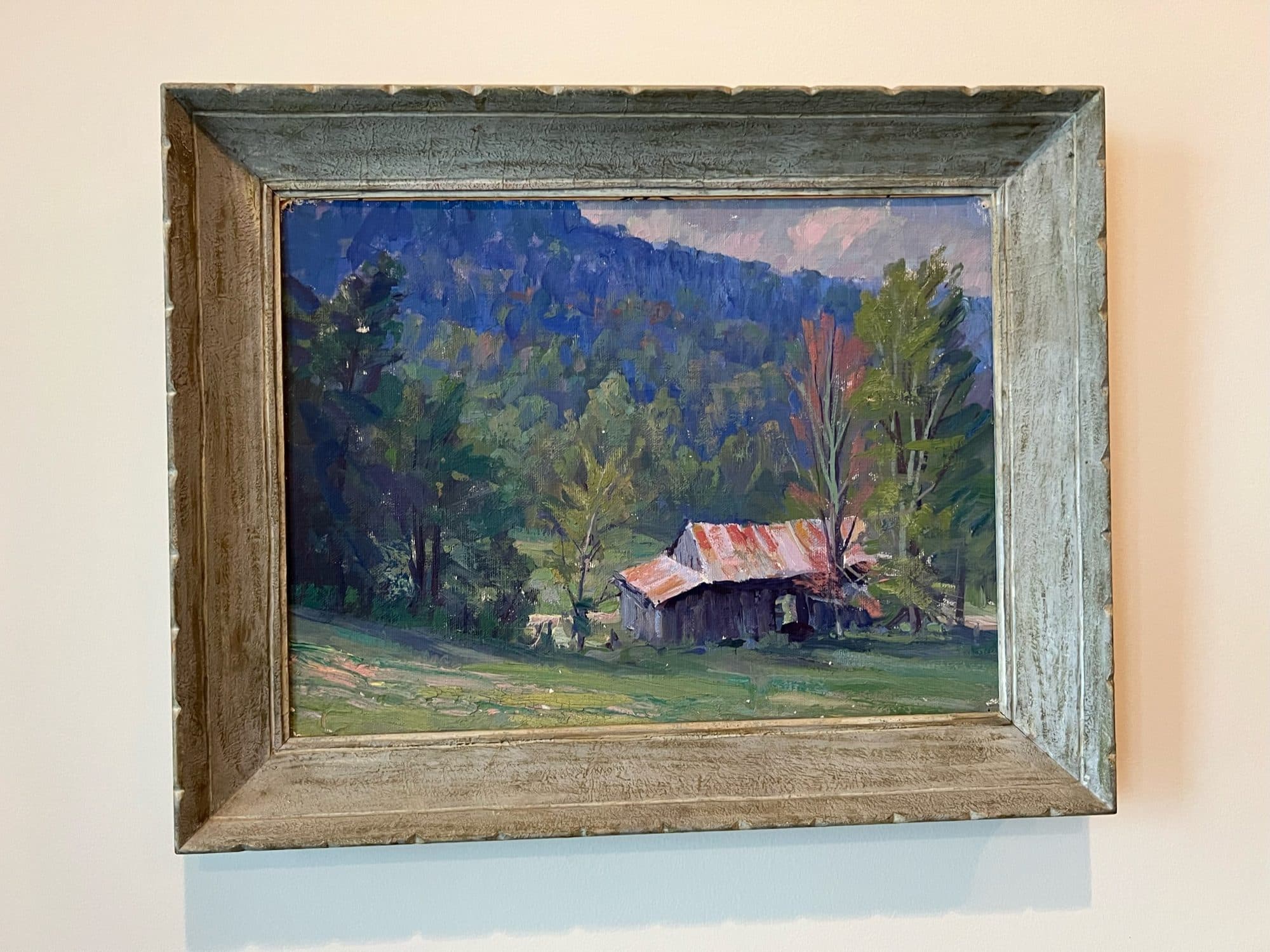 Red-Roofed Cabin In Mountain Meadow — detail
