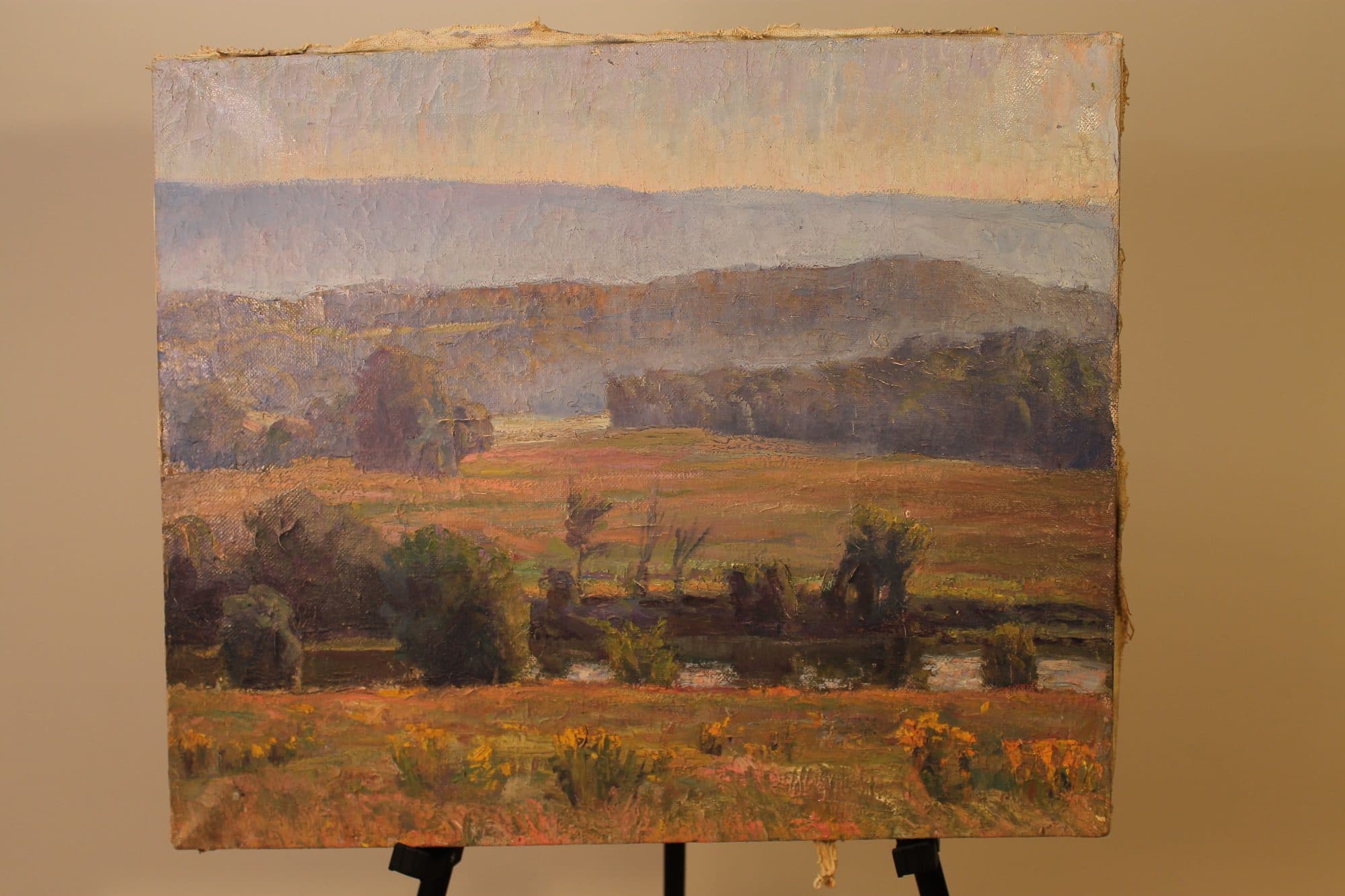 Misty Valley With Autumn Fields — detail