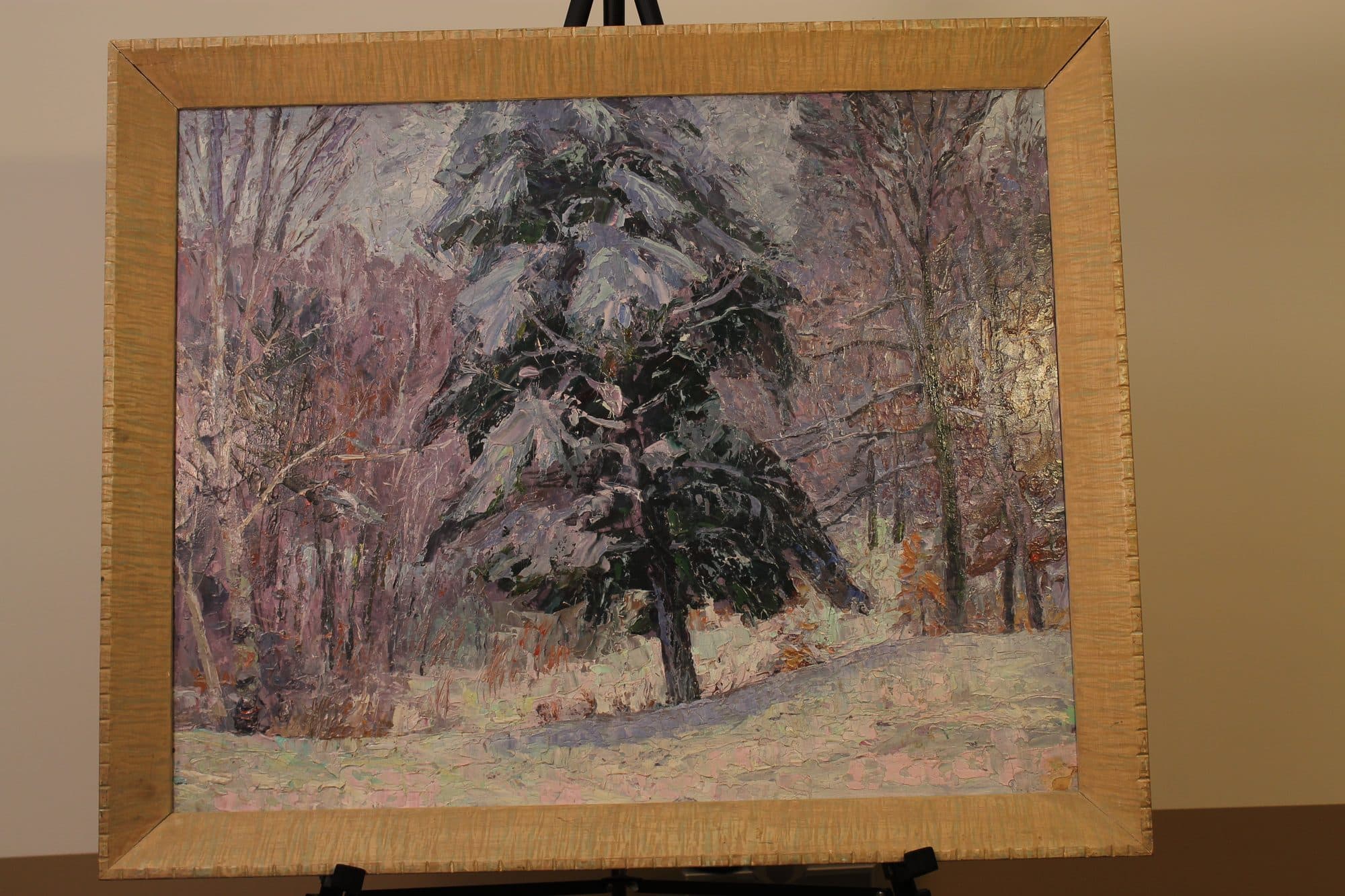 Snow-Covered Pine In Winter Woods — detail