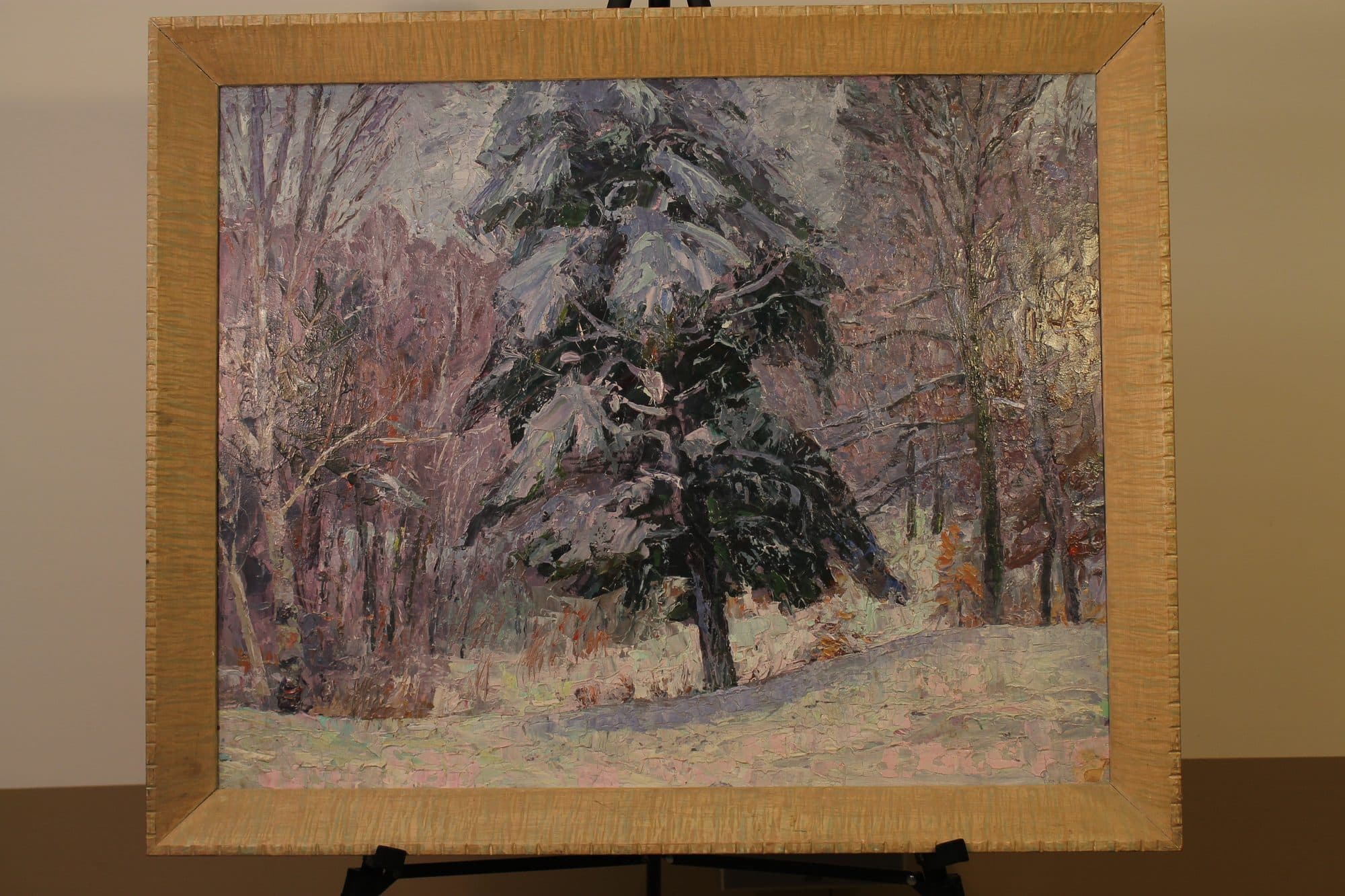 Snow-Covered Pine In Winter Woods — detail