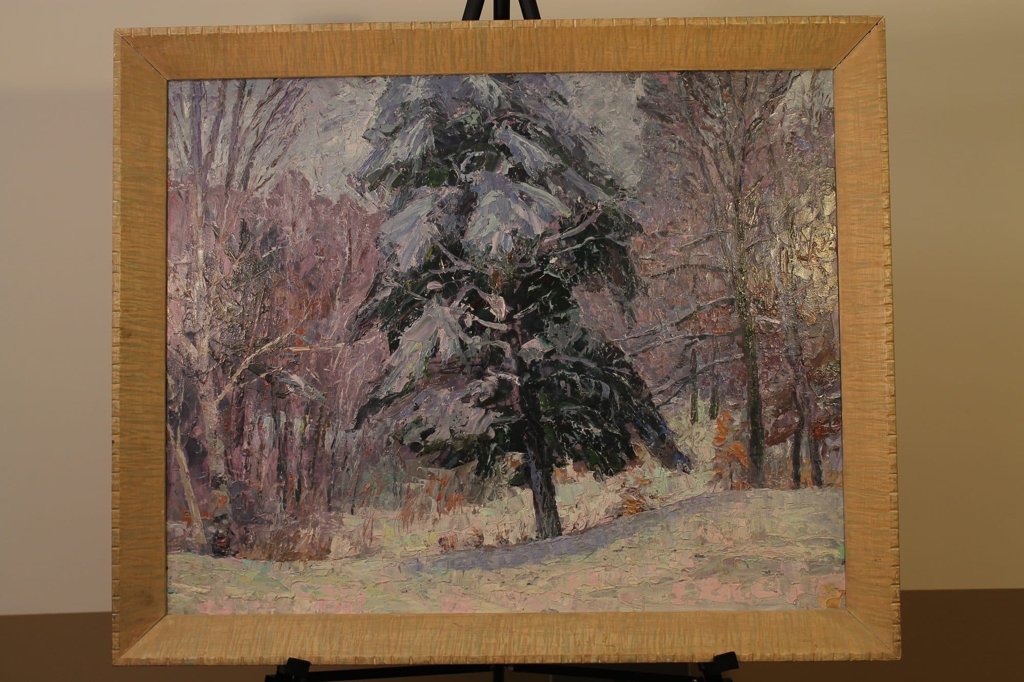 Snow-Covered Pine In Winter Woods — detail