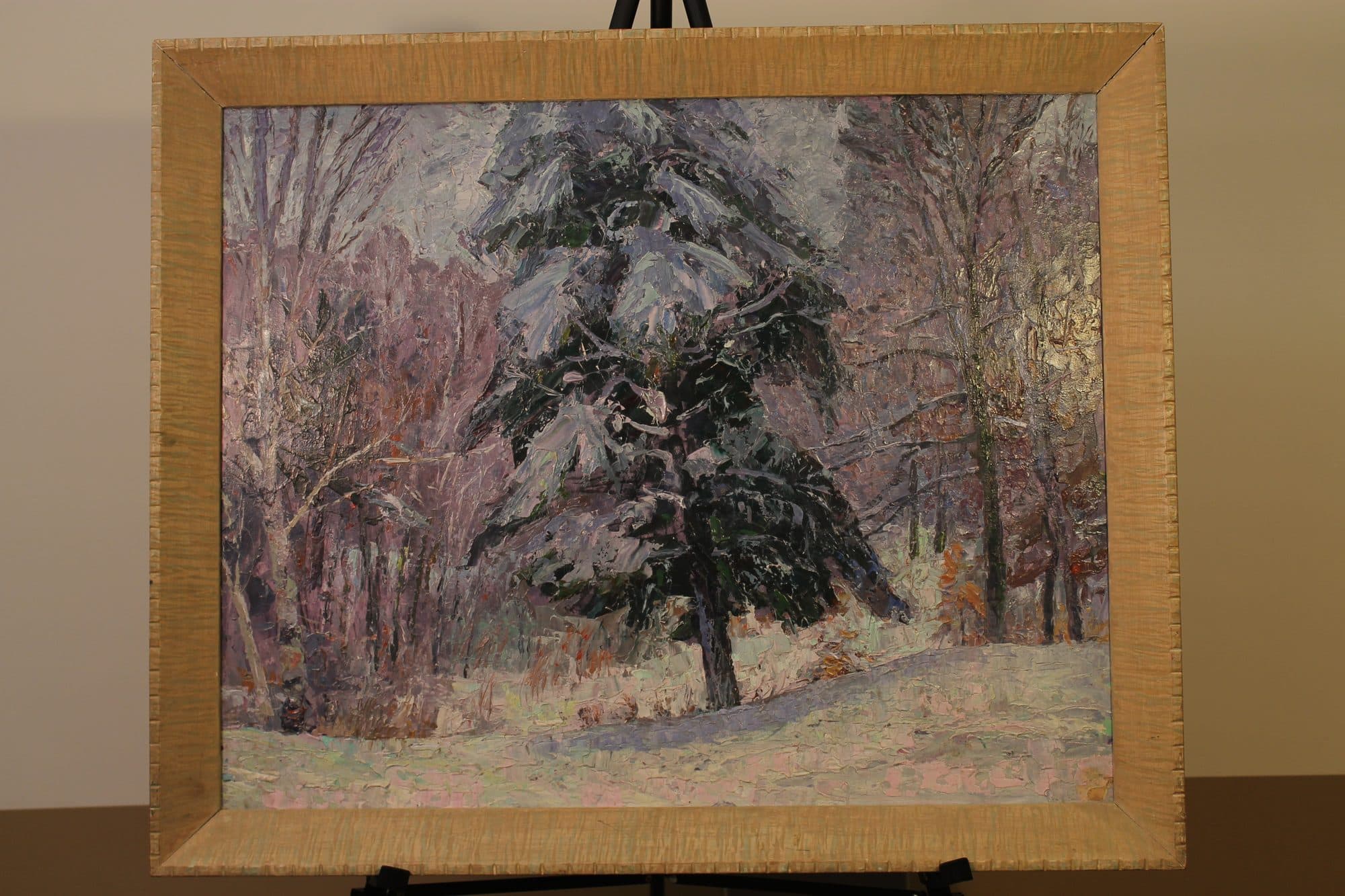 Snow-Covered Pine In Winter Woods — detail