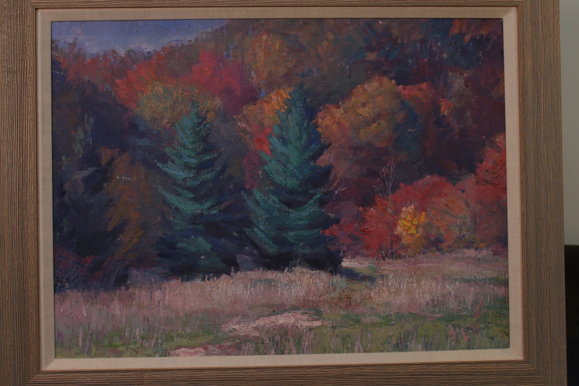 Pines Amid Autumn Foliage — detail