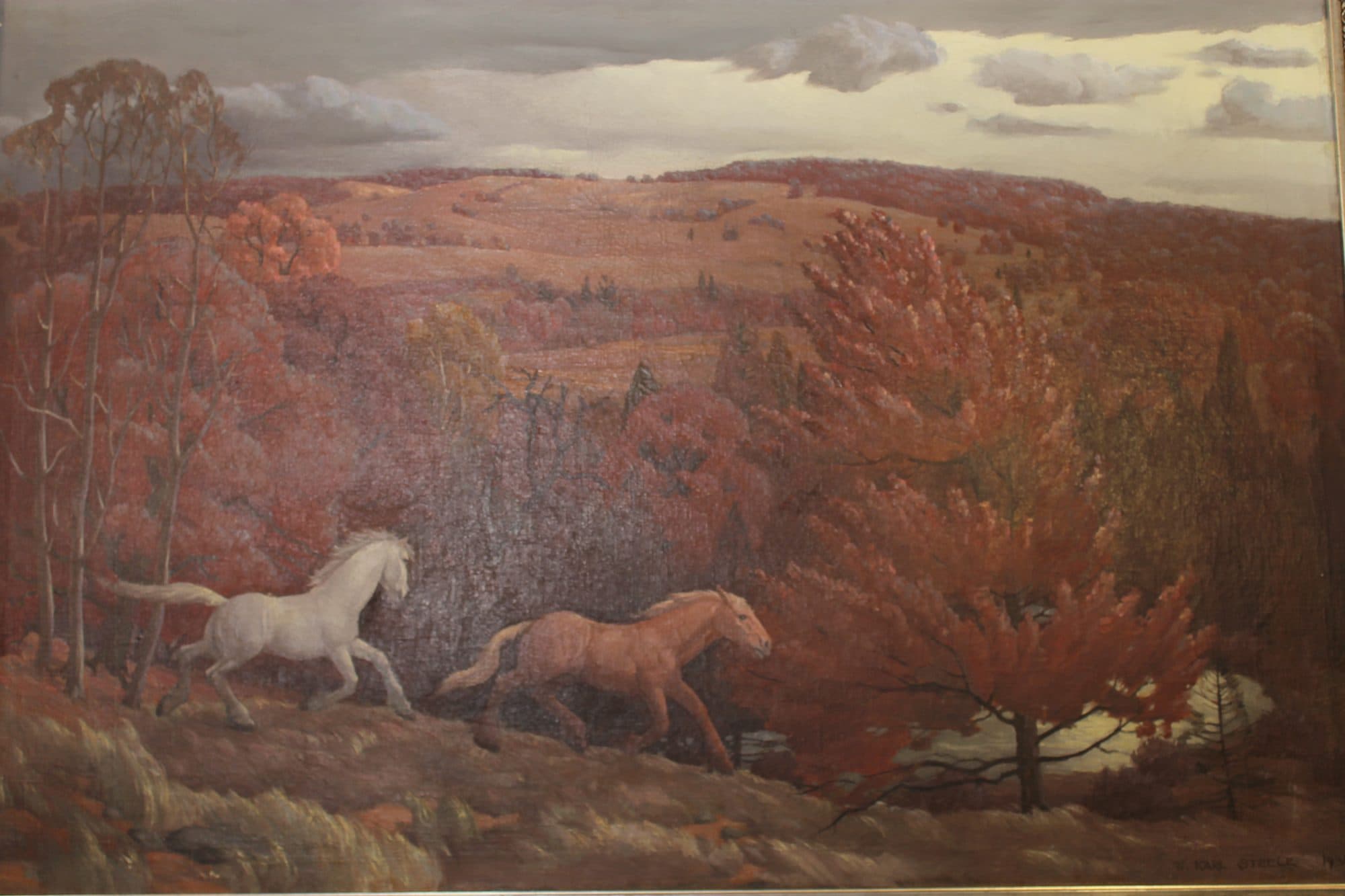 Two Horses In Autumn Field — detail