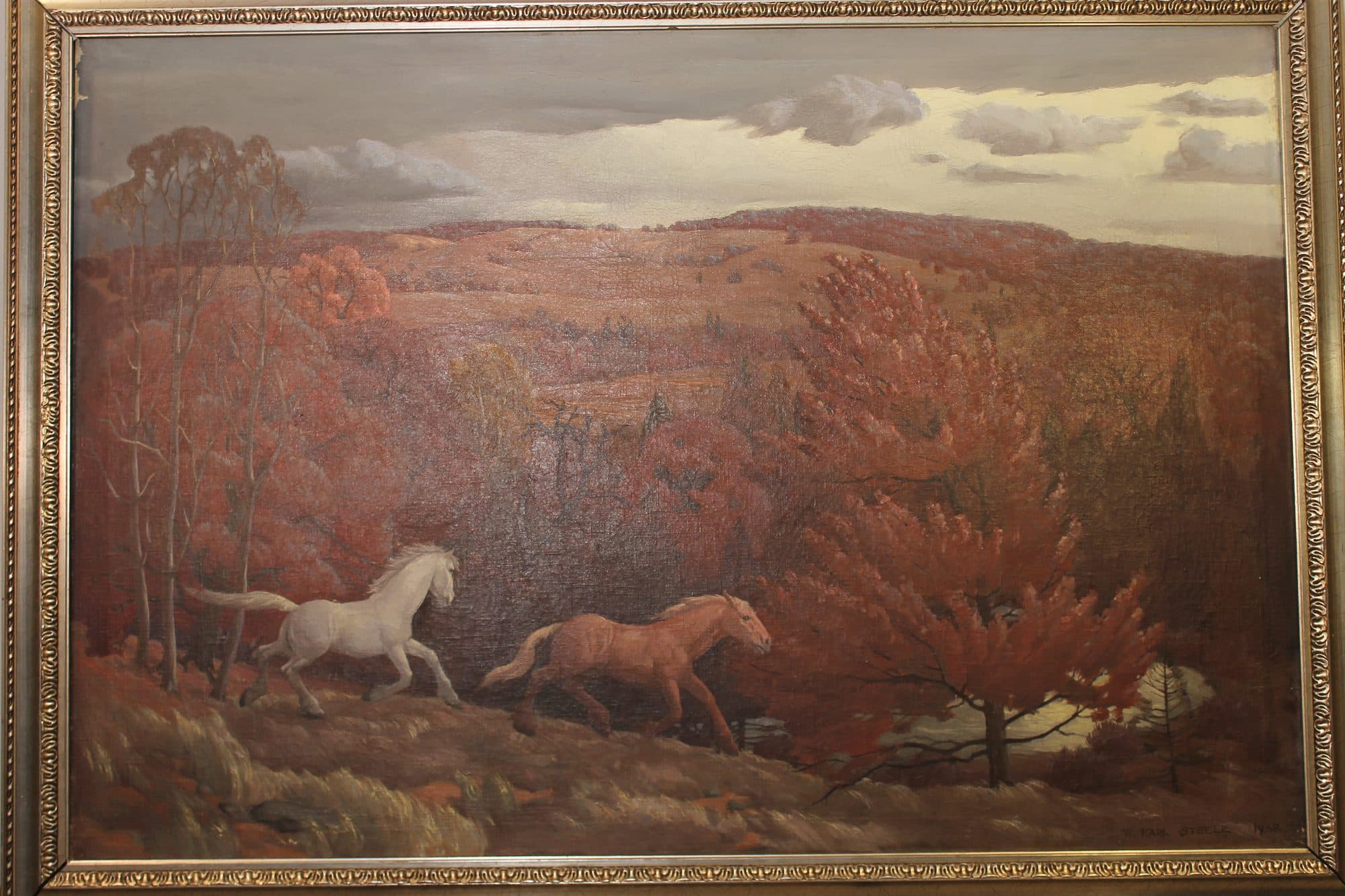 Two Horses In Autumn Field — detail