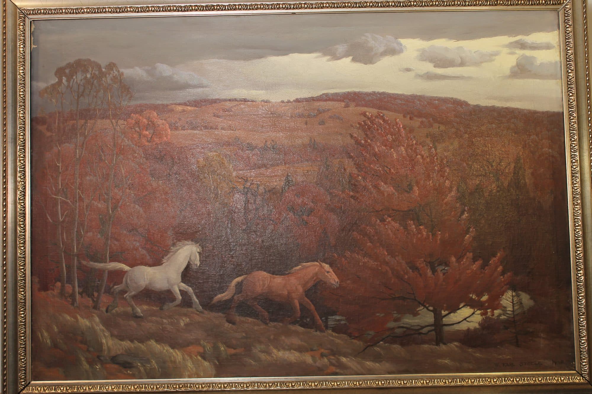 Two Horses In Autumn Field — detail