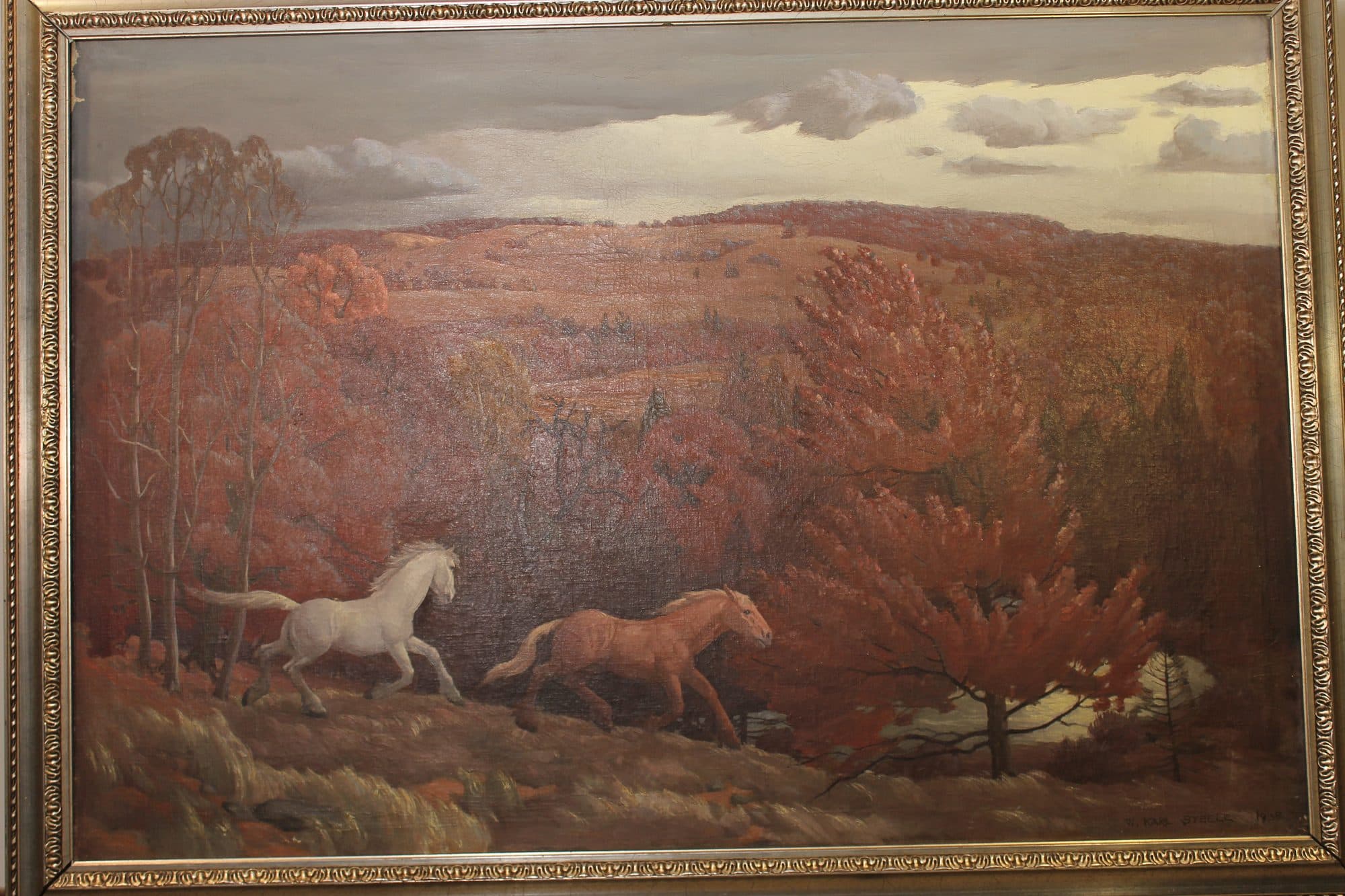 Two Horses In Autumn Field — detail