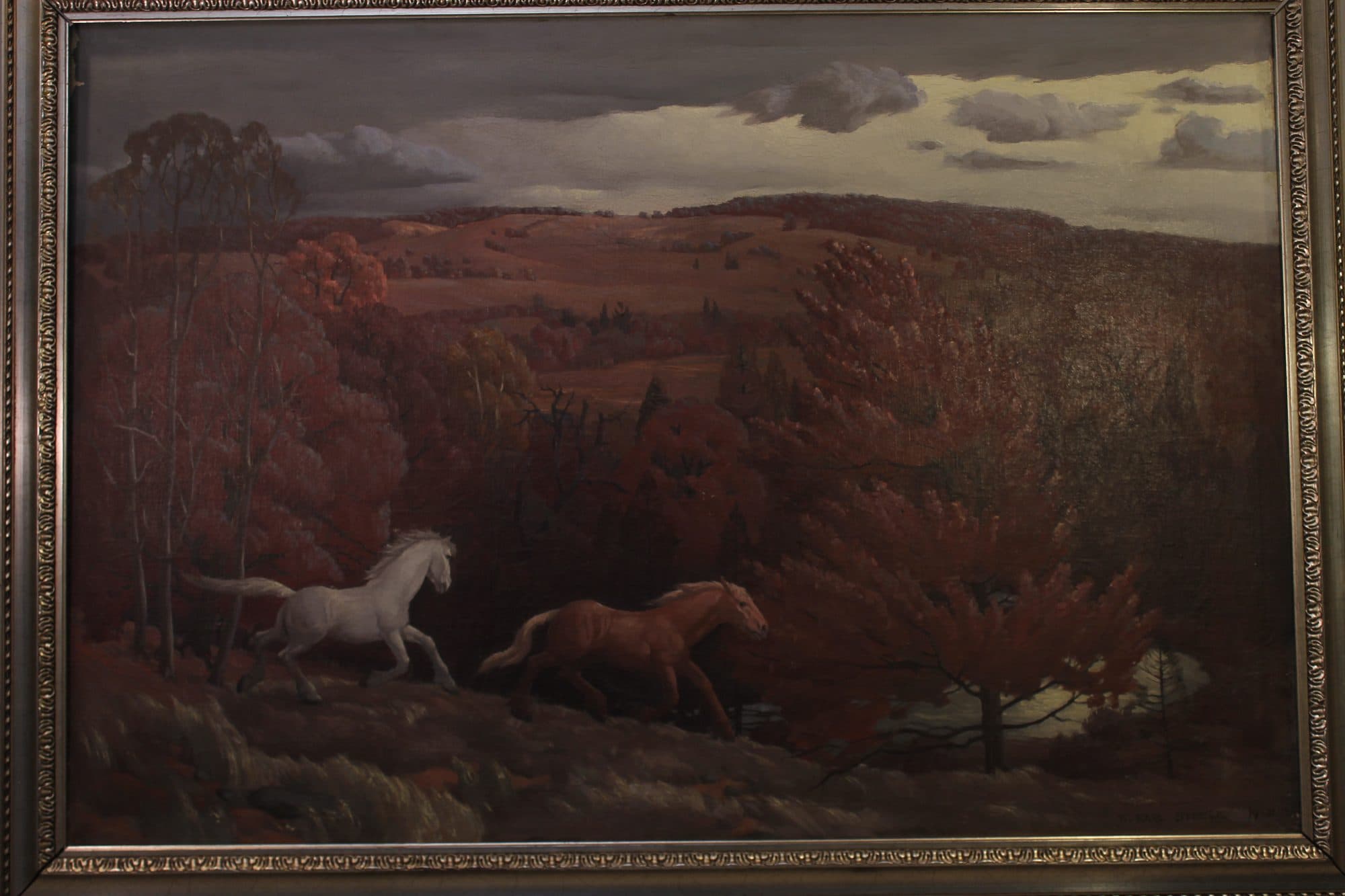 Two Horses In Autumn Field — detail