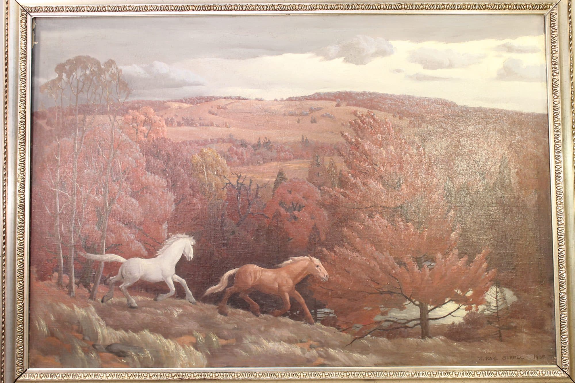 Two Horses In Autumn Field — detail