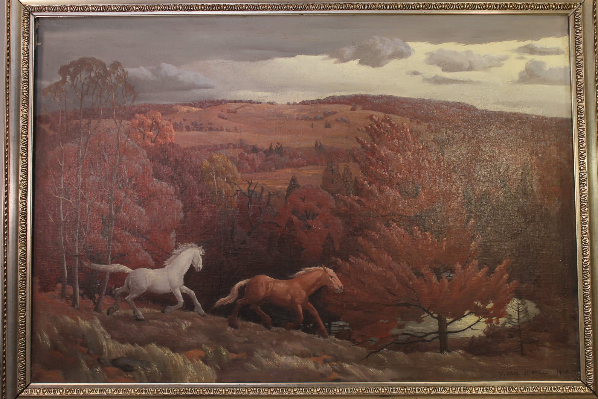 Two Horses In Autumn Field — detail