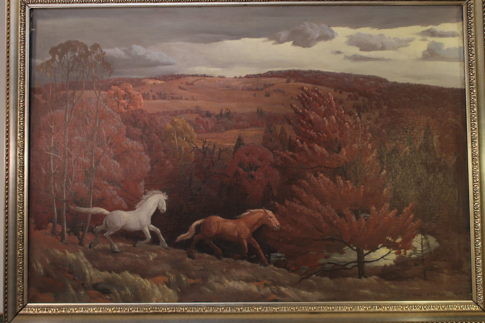 Two Horses In Autumn Field — detail