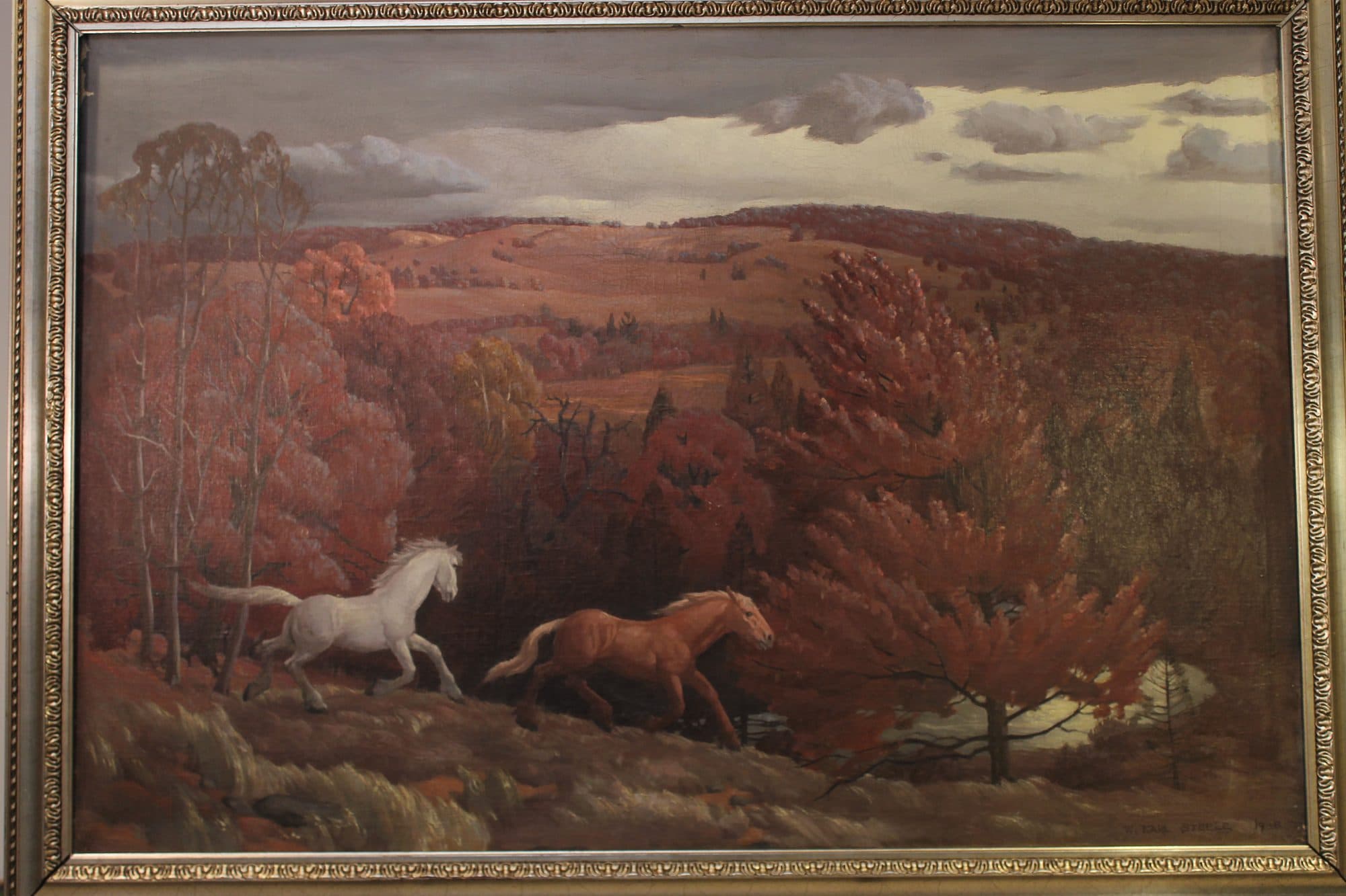 Two Horses In Autumn Field — detail