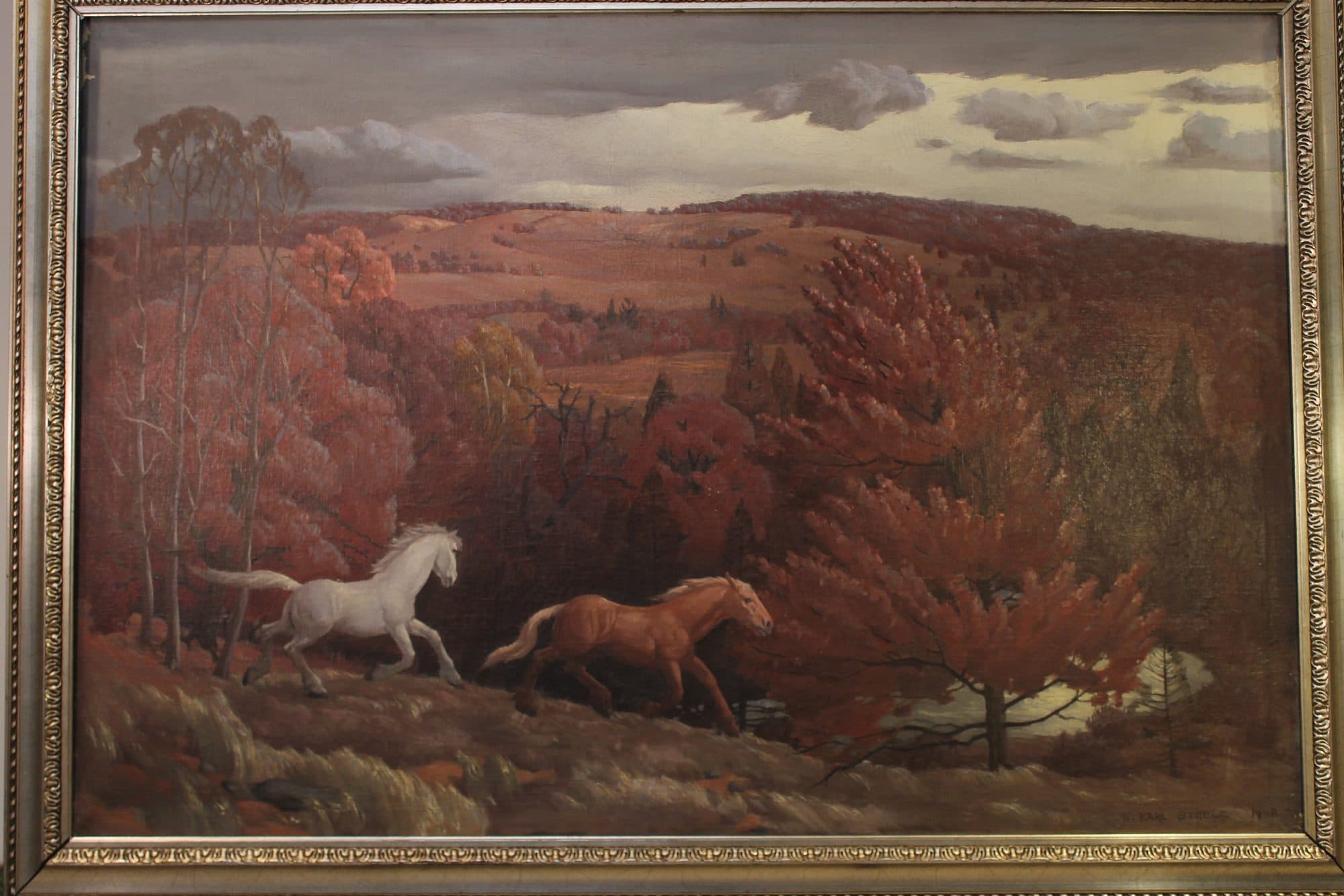 Two Horses In Autumn Field — detail