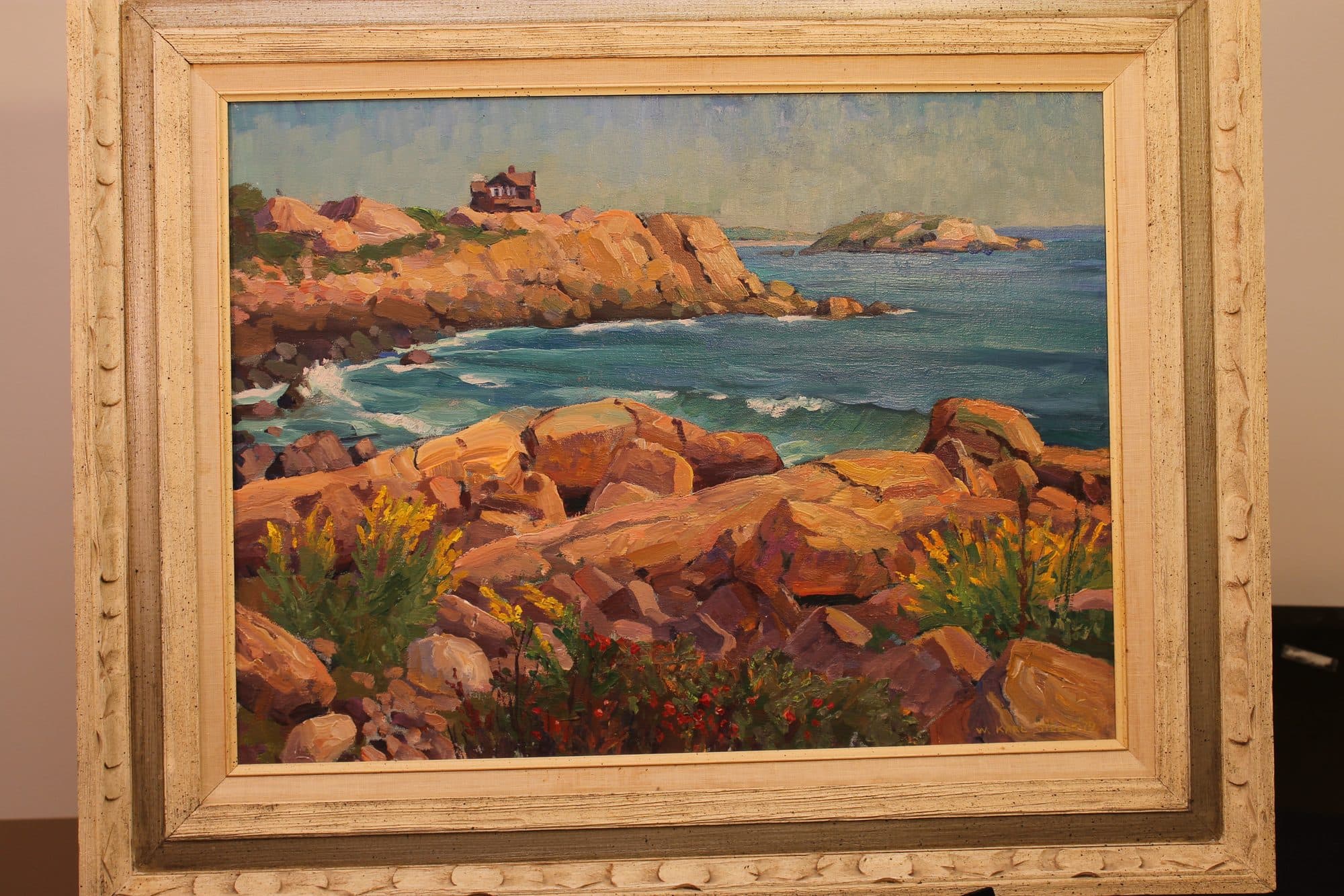 Rocky Coast With House On Point — detail