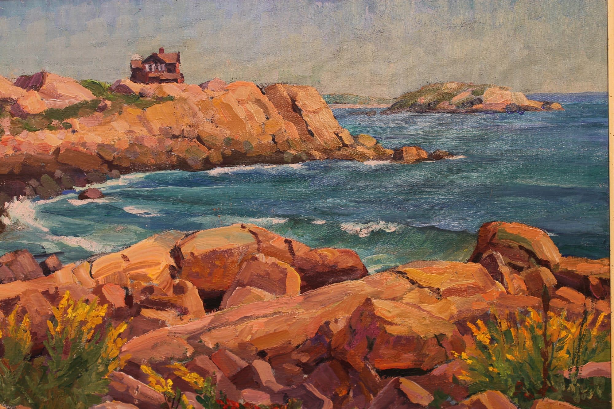 Rocky Coast With House On Point — detail