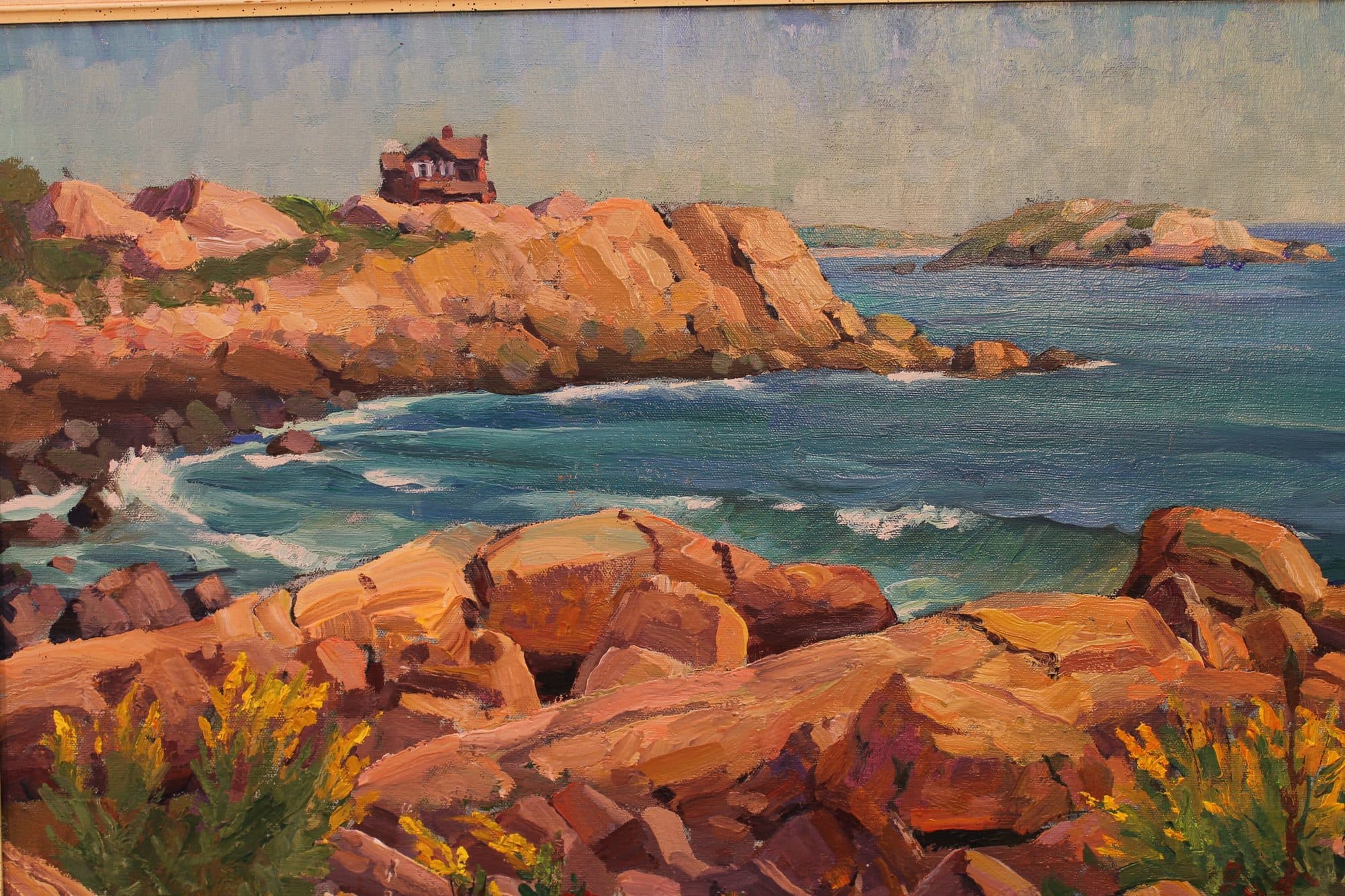Rocky Coast With House On Point — detail