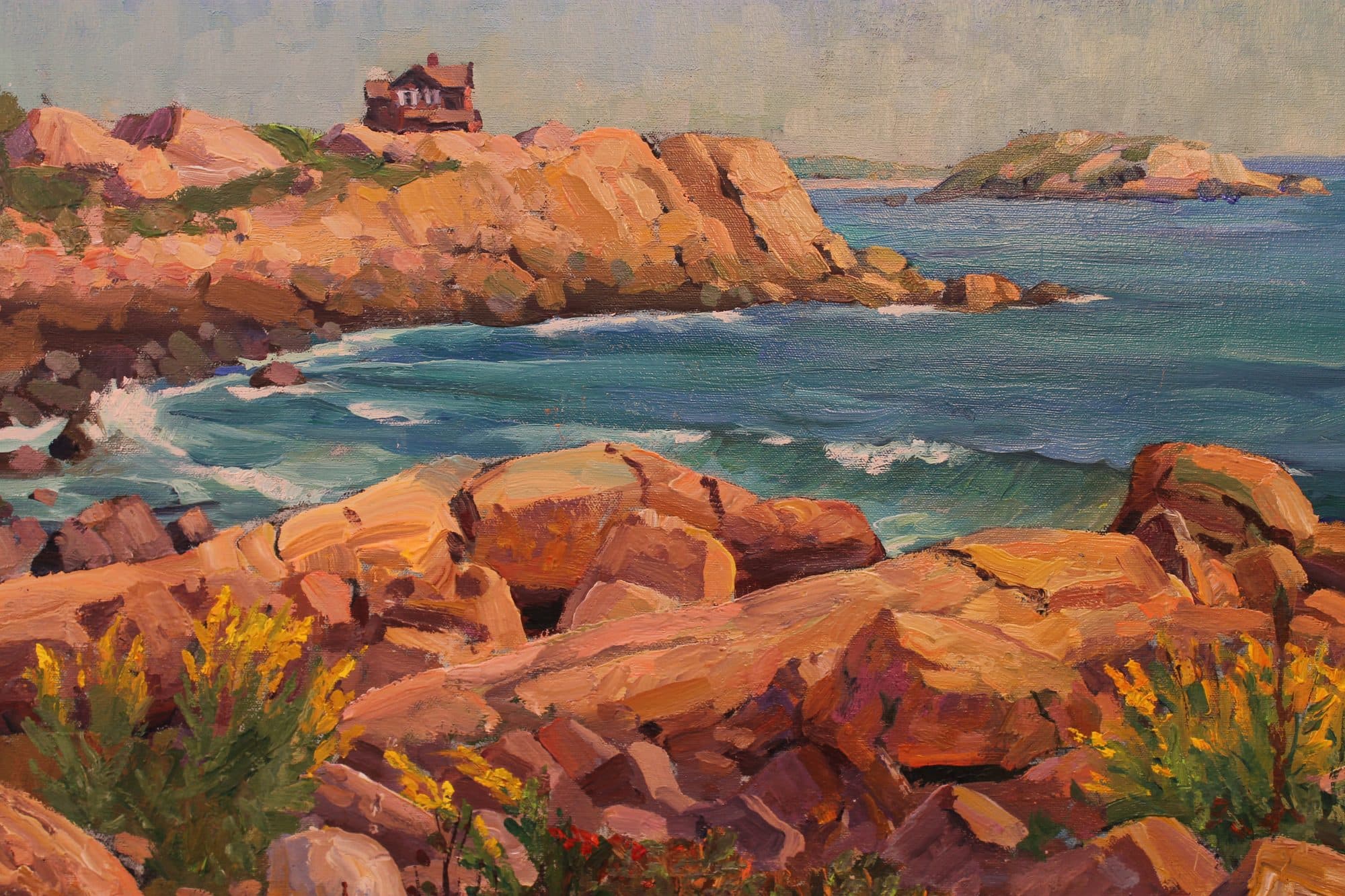 Rocky Coast With House On Point — detail