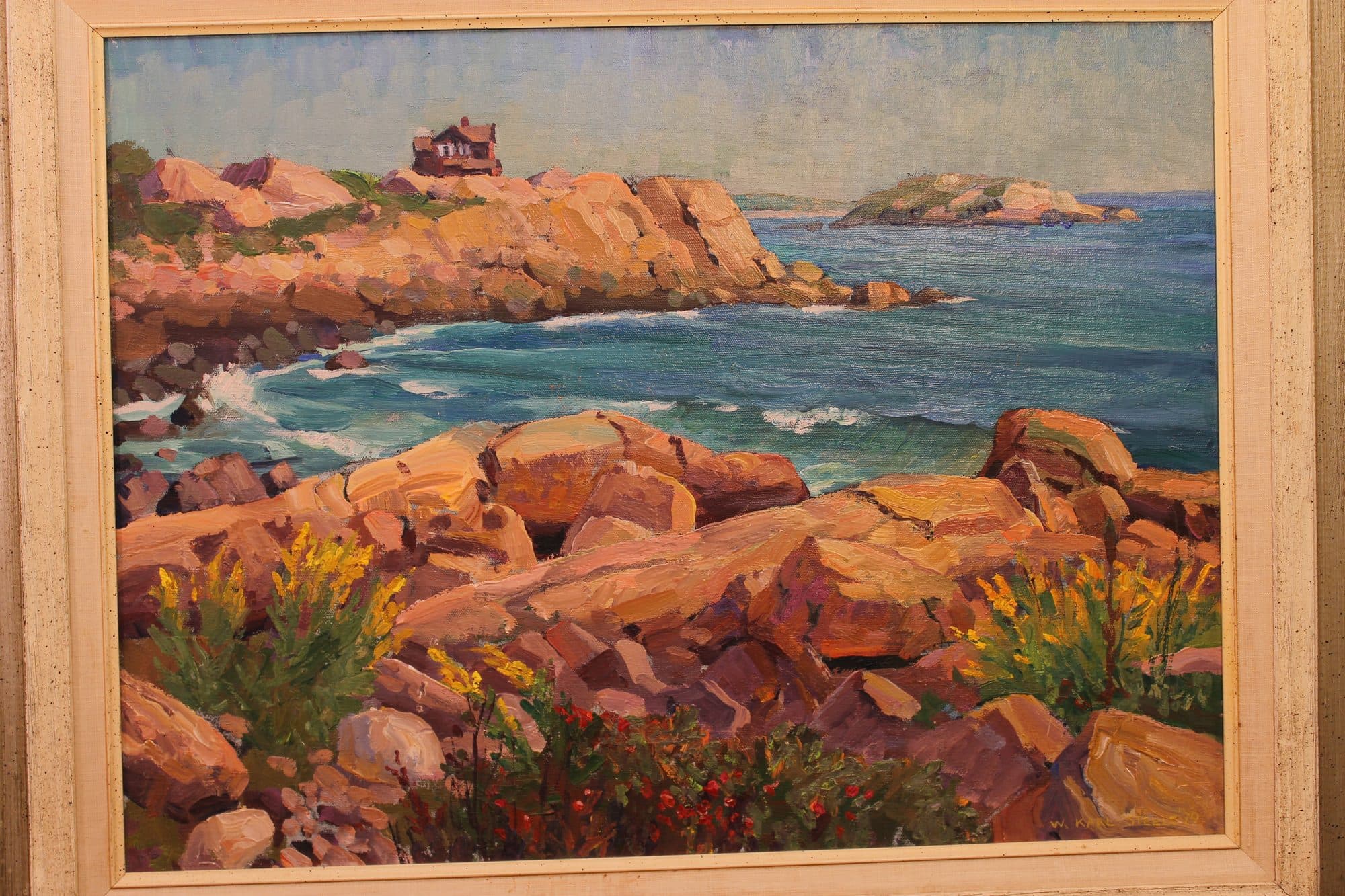 Rocky Coast With House On Point — detail