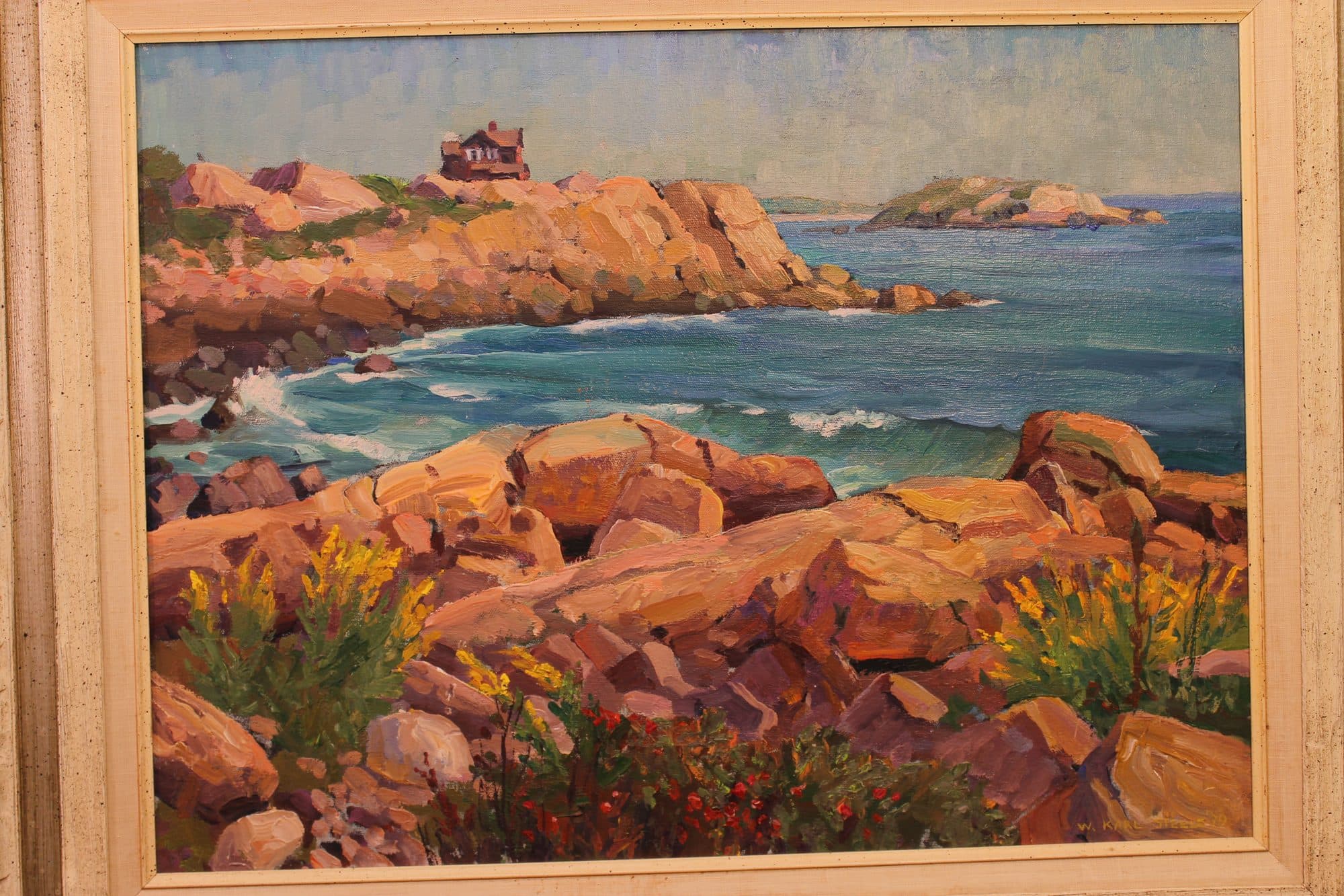 Rocky Coast With House On Point — detail
