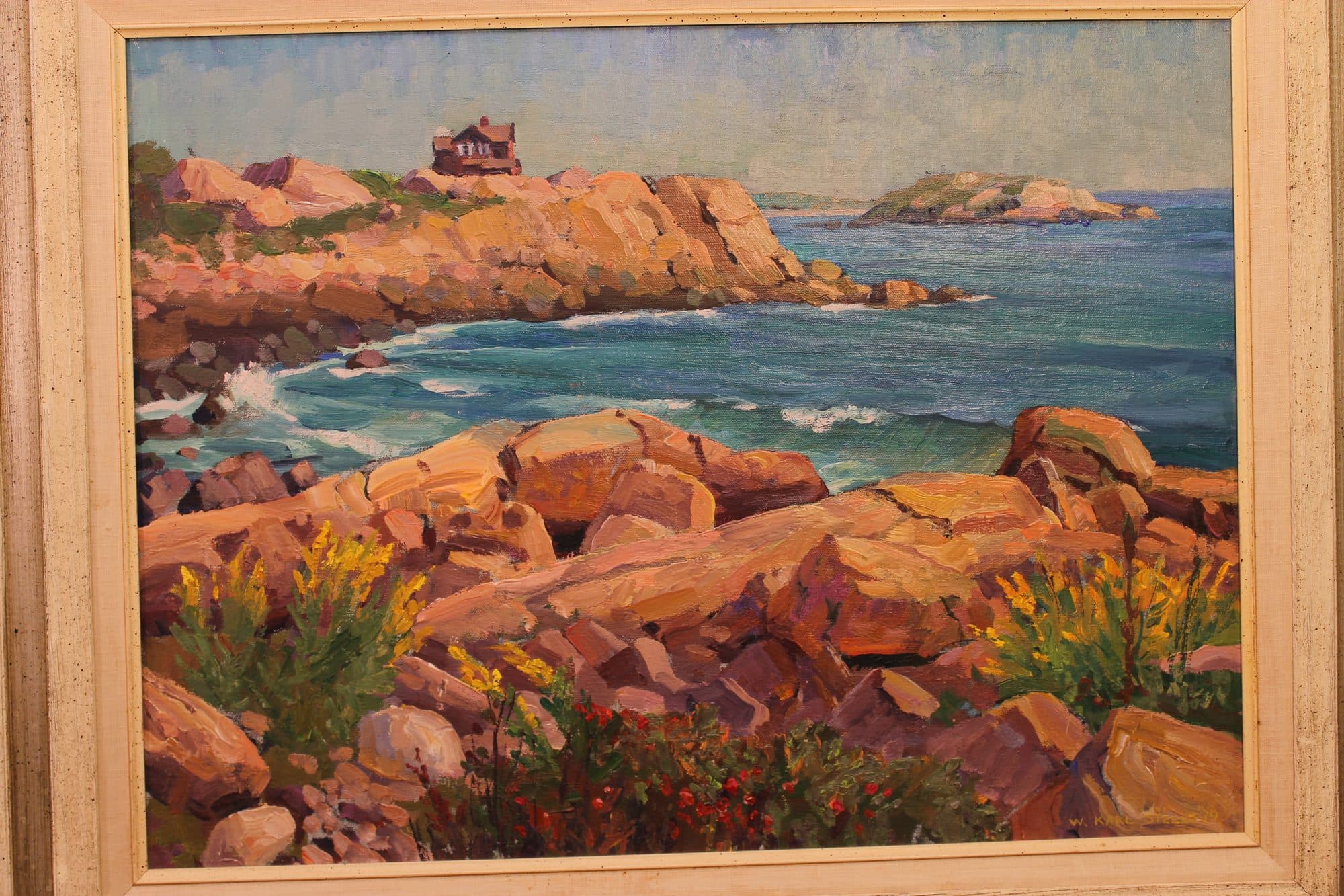 Rocky Coast With House On Point — detail