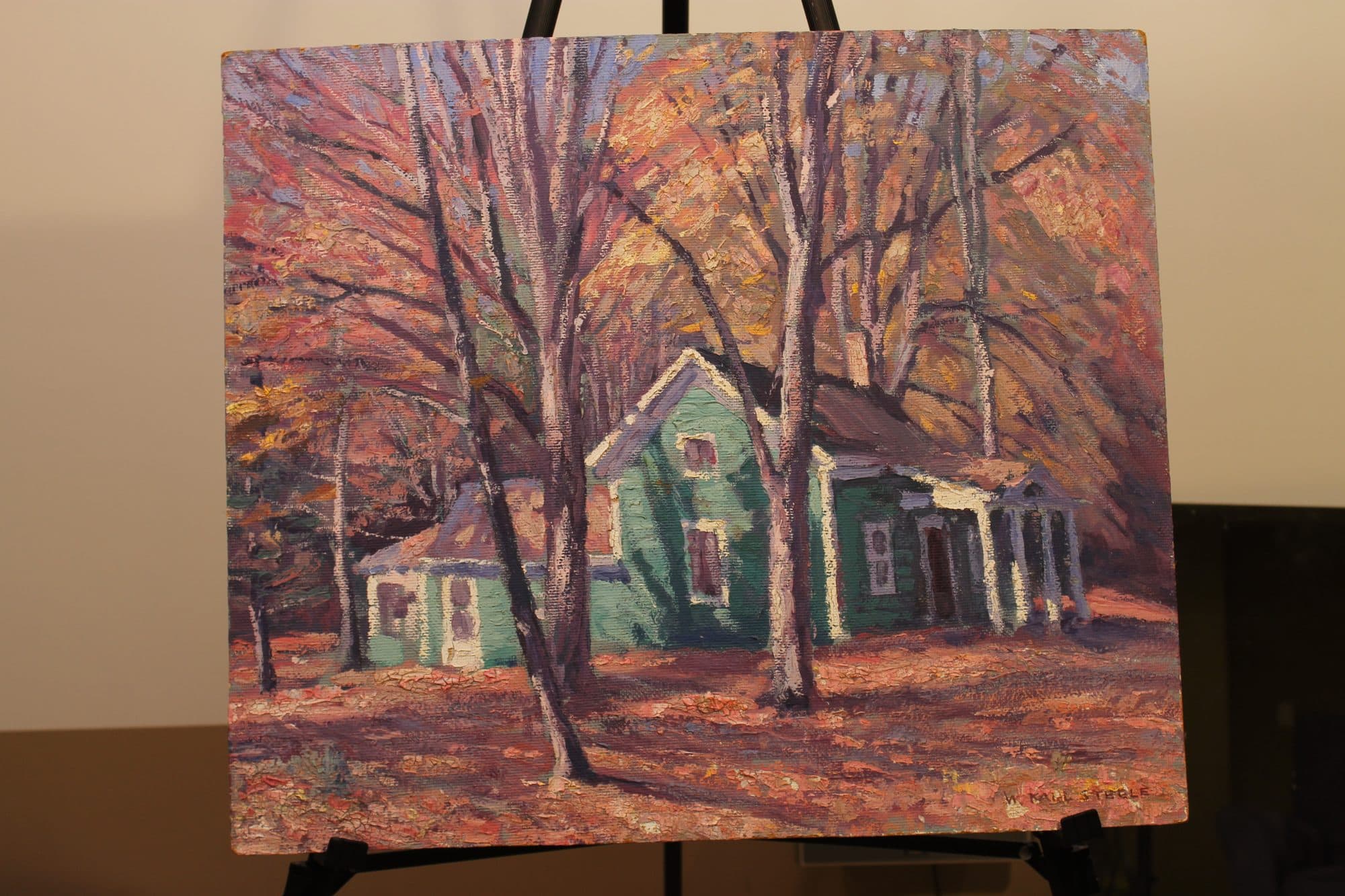Green House Amid Autumn Trees — detail
