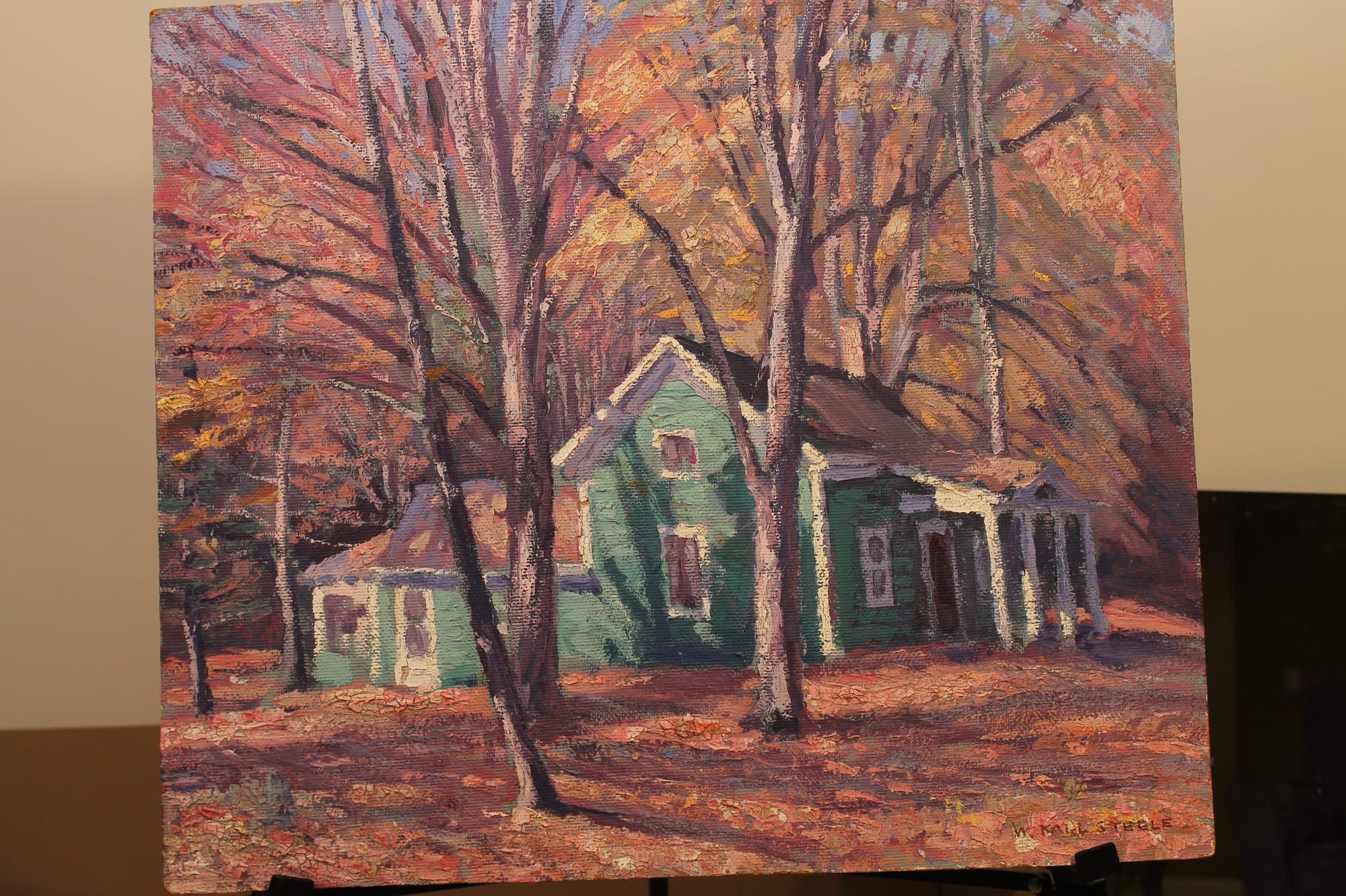 Green House Amid Autumn Trees — detail