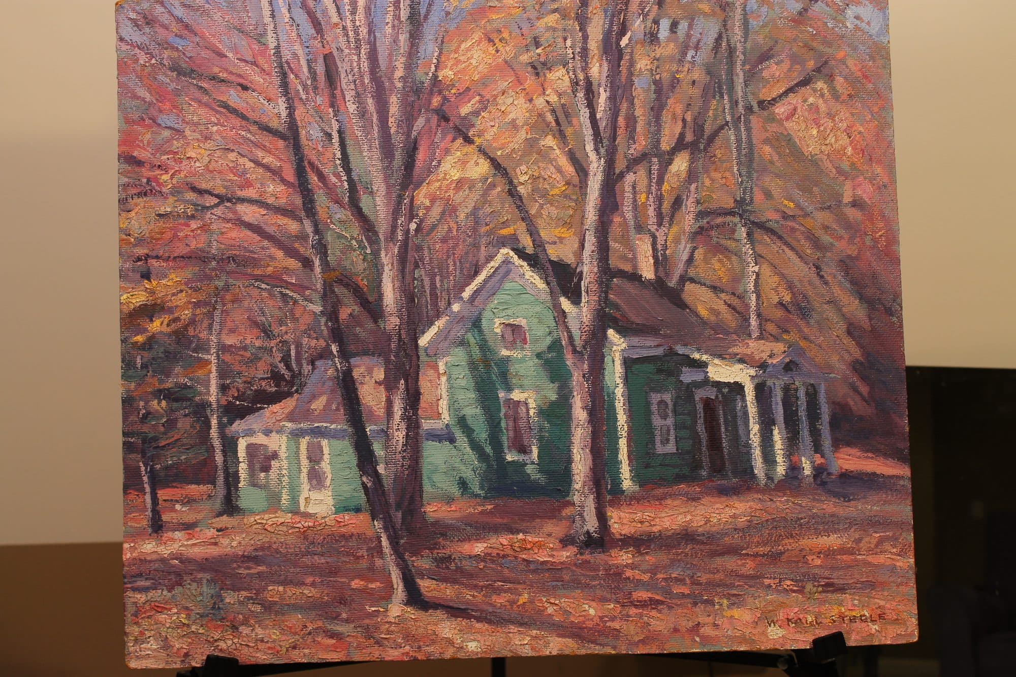 Green House Amid Autumn Trees — detail