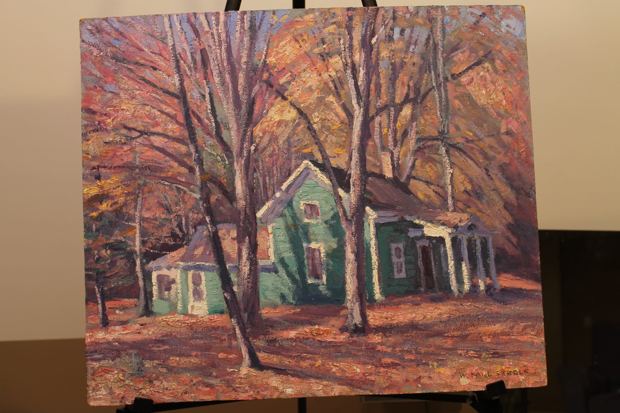 Green House Amid Autumn Trees — detail